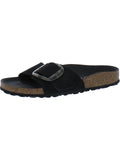 Birkenstock Womens Madrid Big Buckle Nubuck Footbed Slide Sandals
