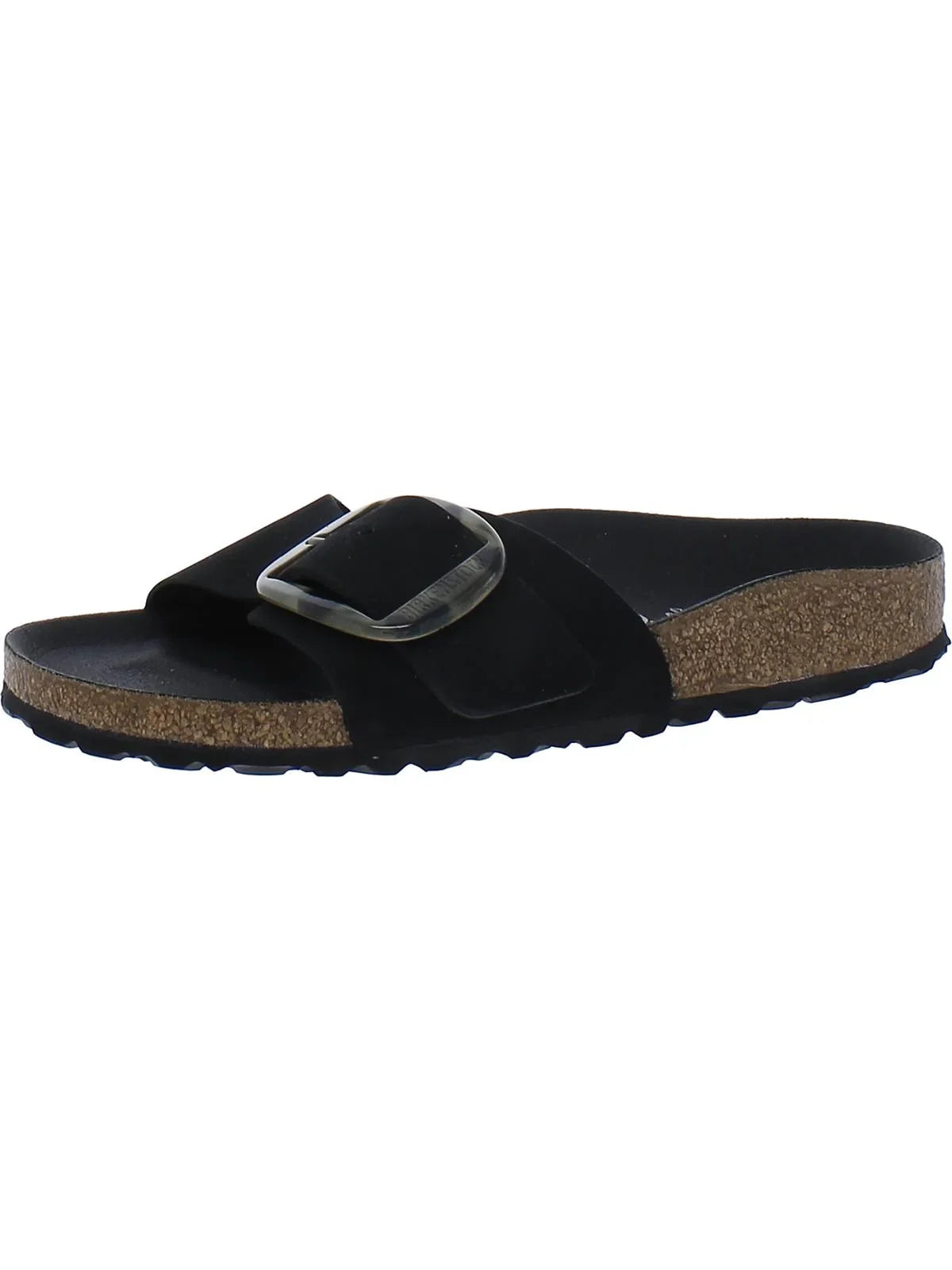 Birkenstock Womens Madrid Big Buckle Nubuck Footbed Slide Sandals