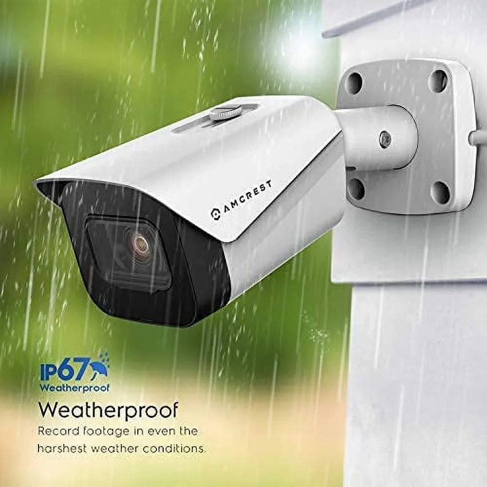 2-Pack Amcrest UltraHD 4K (8MP) Bullet   Camera, 3840x2160, 131ft NightVision, 2.8mm Lens, IP67 Weatherproof, MicroSD Recording, White (2PACK-IP8M-2496EW)