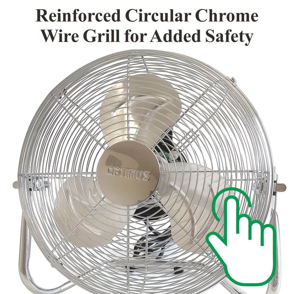 Optimus F-4122 Heavy Duty Aluminum 12 Inch 3 Speed Industrial Fan, Chrome