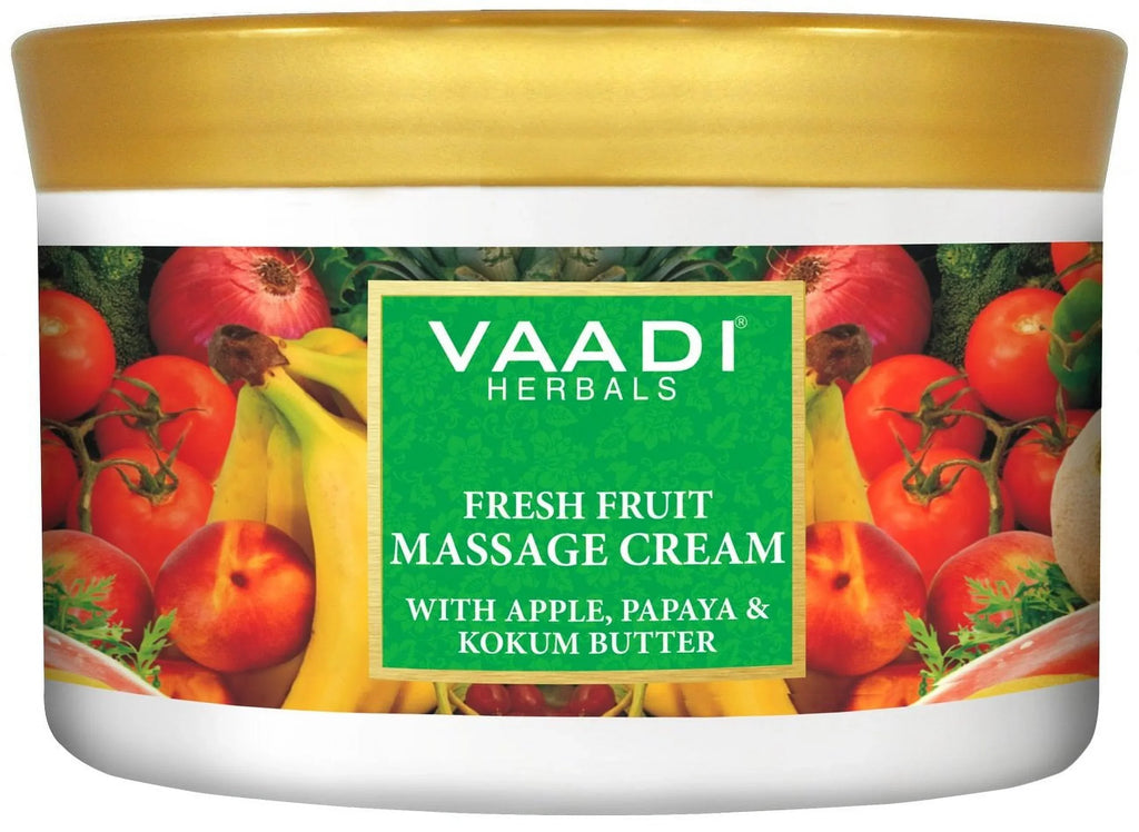 Vaadi Herbals Fresh Fruit Massage Cream With Apple, Papaya & Kokum Butter - All Natural - Herbal Cream - (Pack Of 1 X 500 Gm) (17.64 Oz)