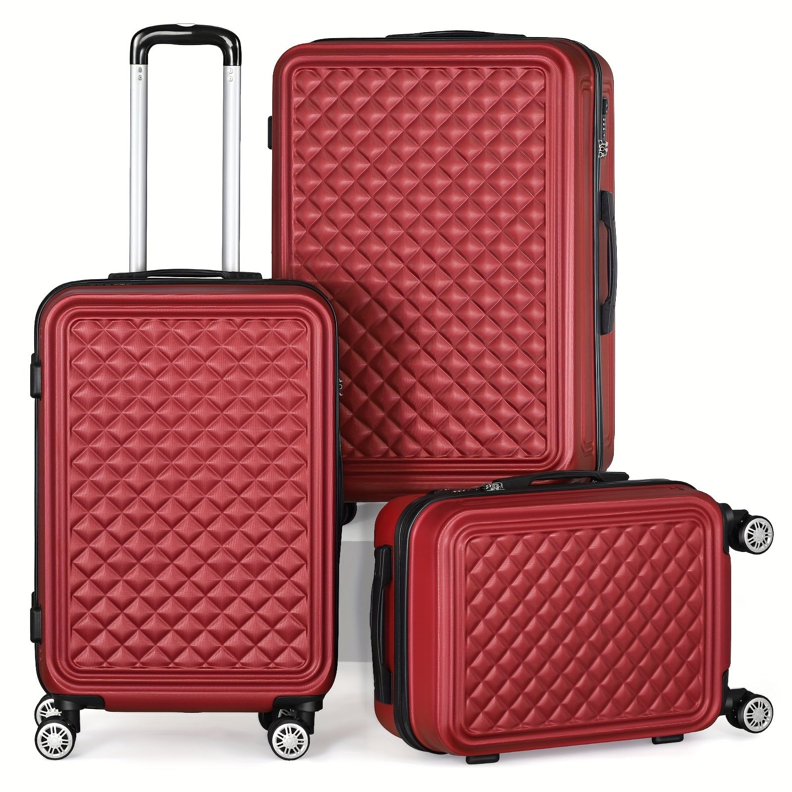Minimalist Red Hard Shell Travel Luggage Cases For Outdoor Trip, With Spinner Wheels