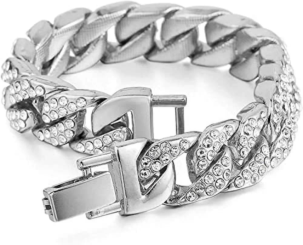 Charles Raymond Big Rocks w/Roman Numerals Fully Iced Out Mens Watch w/Easy Read Date and Colorful Dials- Designer Hip Hop Blinged Out Timepiece - ST0226RND Cuban Silver Silver