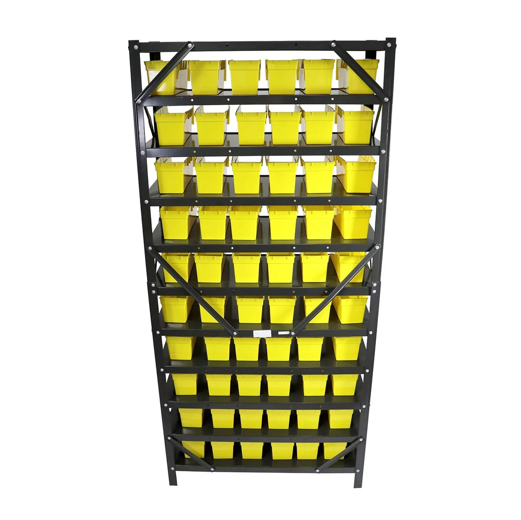 Erie Tools® 60 Bin Parts Rack Storage Shop Garage Organizer Nuts Bolts Parts