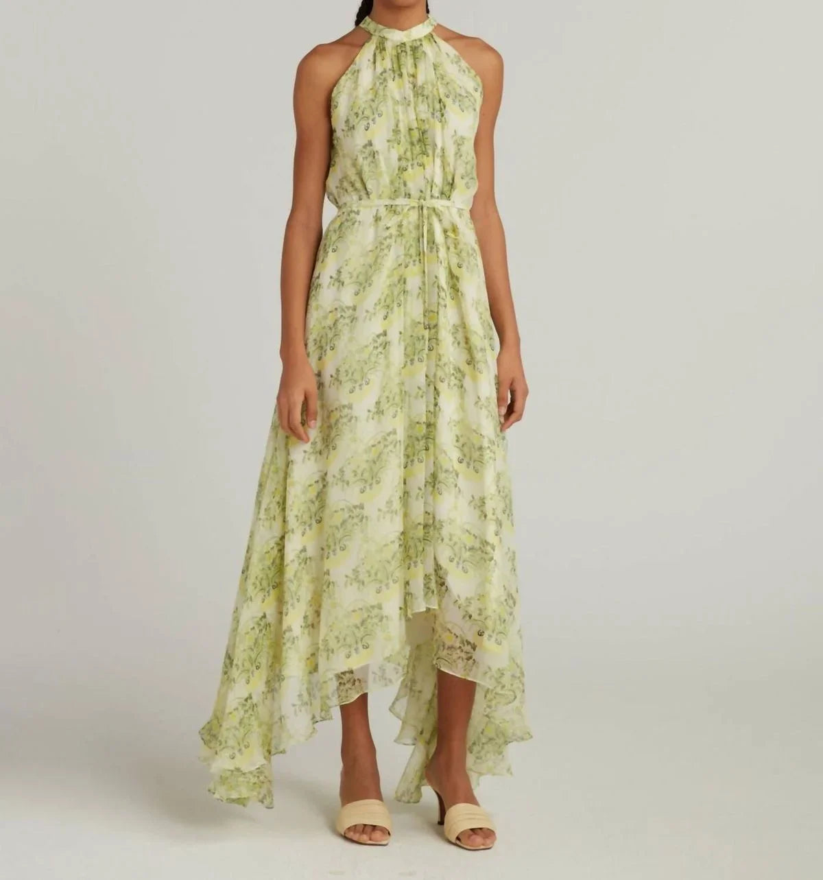 Women's Saloni Evening Size 2 Straight Gown Terrarium Lemon