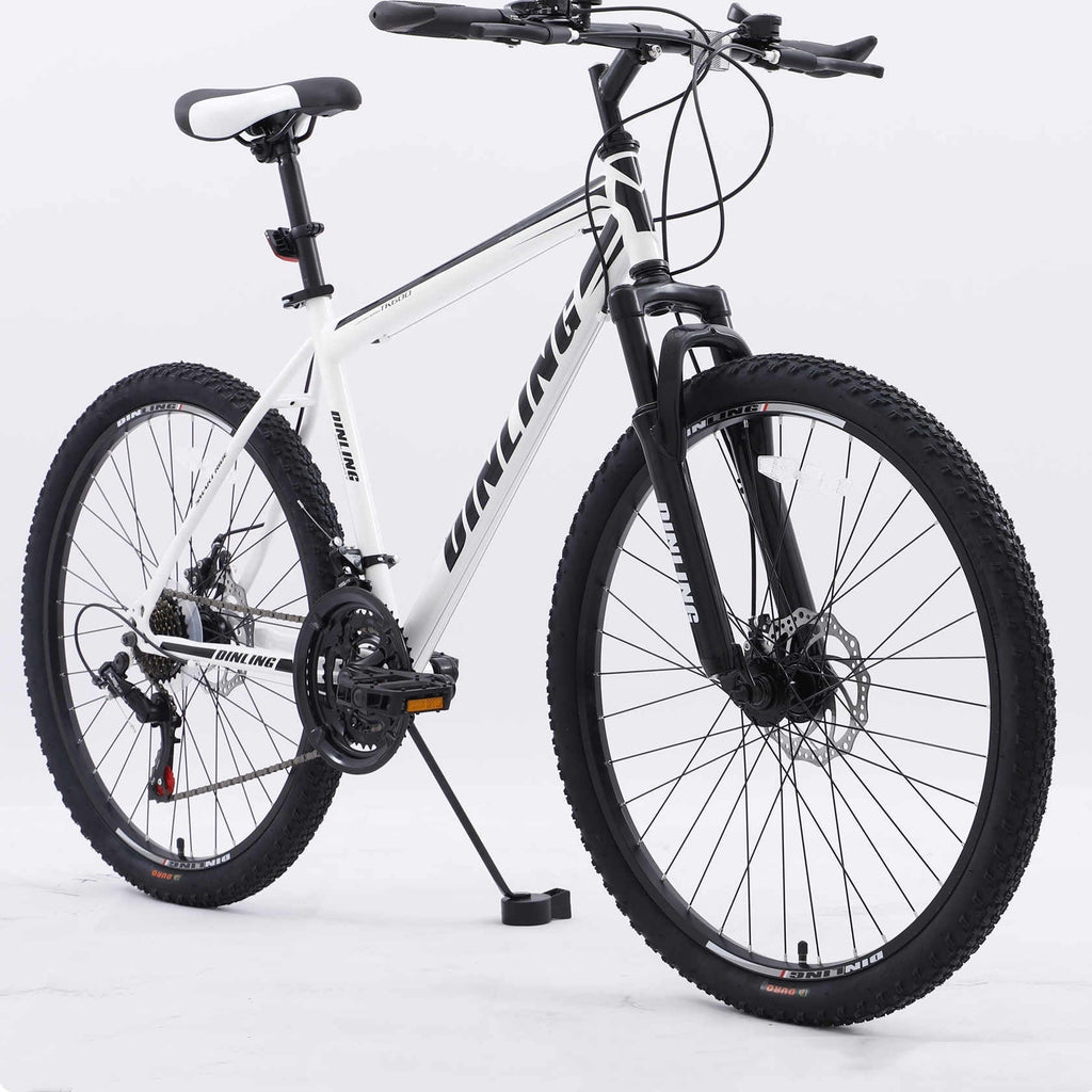 Dinling Mountain Bike, 26-inch wheel, 21 speeds Hybrid Road Bicycle, Black-White