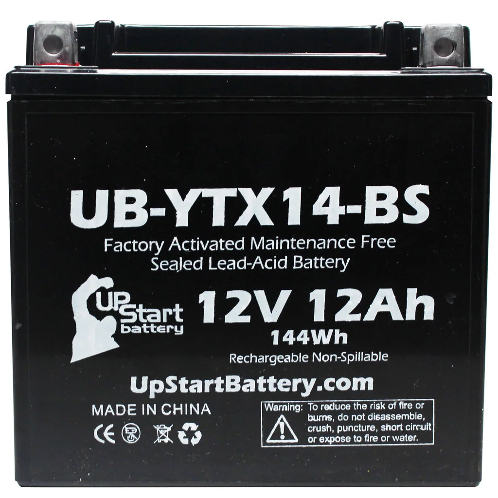 3-Pack UpStart Battery Replacement for 2012  F800ST,  800  Factory Activated, Maintenance Free, Motorcycle Battery - 12V, 12AH, -YTX14-