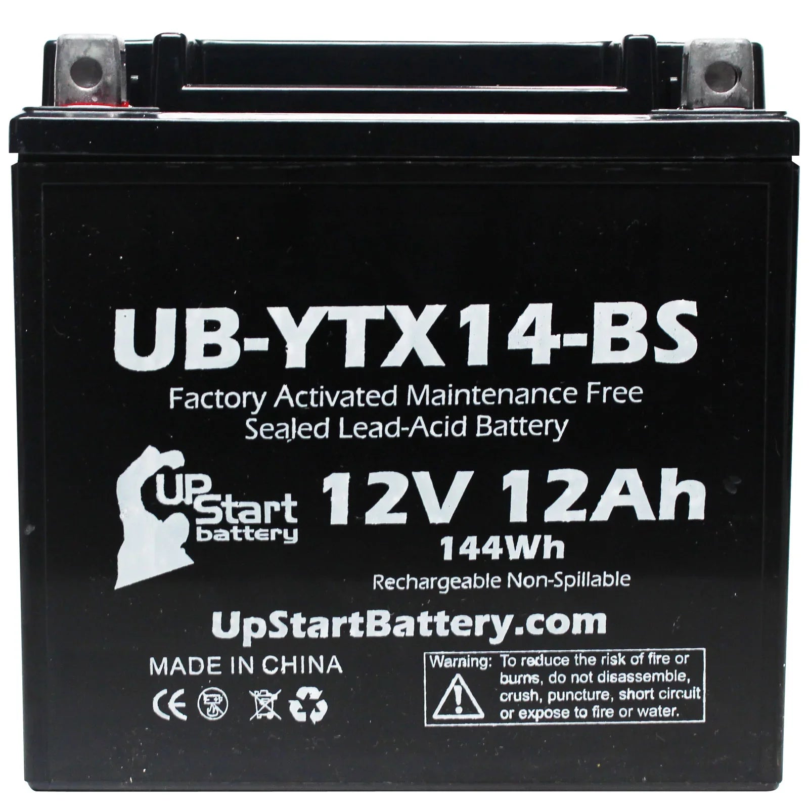 3-Pack UpStart Battery Replacement for 2012  F800ST,  800  Factory Activated, Maintenance Free, Motorcycle Battery - 12V, 12AH, -YTX14-