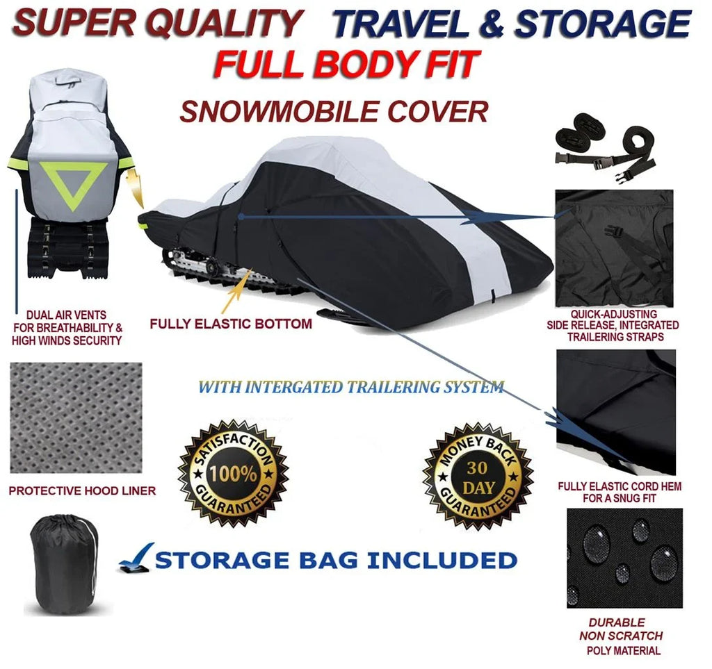 600 Denier Full Fit Snowmobile Travel and Storage Cover Compatible for the 2004-2004 Ski Doo Bombardier Model  Limited 1 Up 800 Snowmachine Sled.