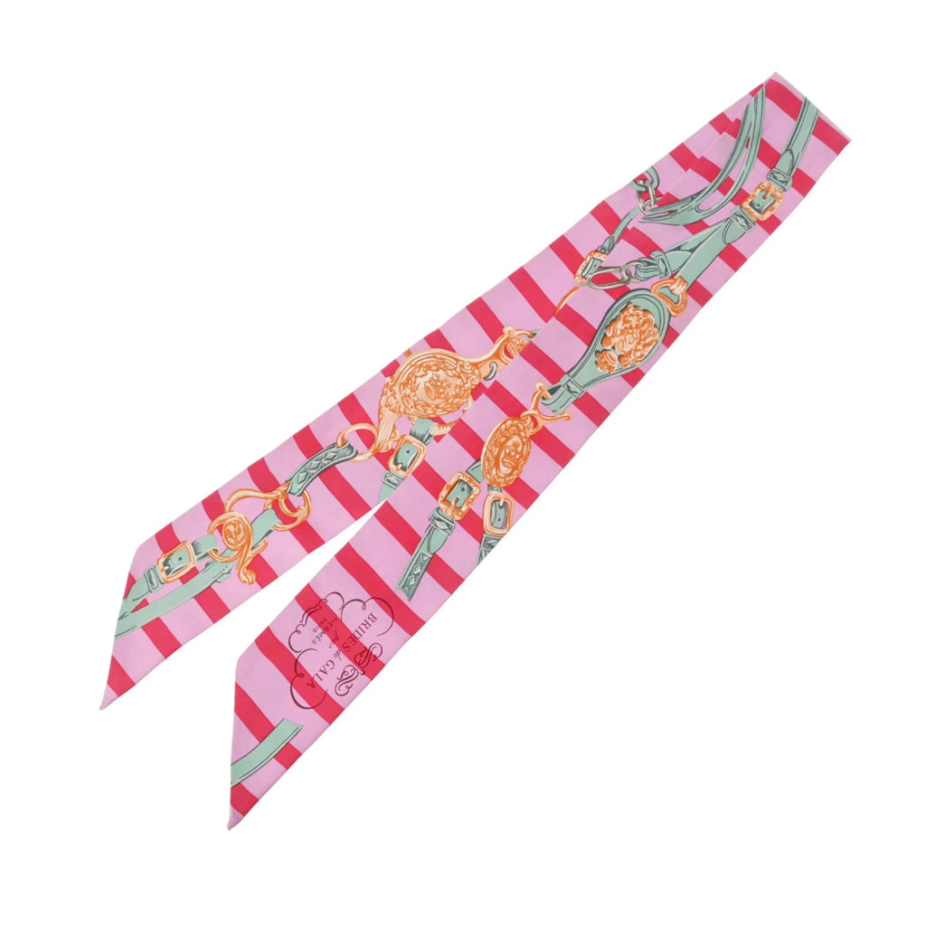 Pre-Owned  Twilly    Old Tag Pink/Red/Green - Women's 100% Silk Scarf Muffler (Fair)