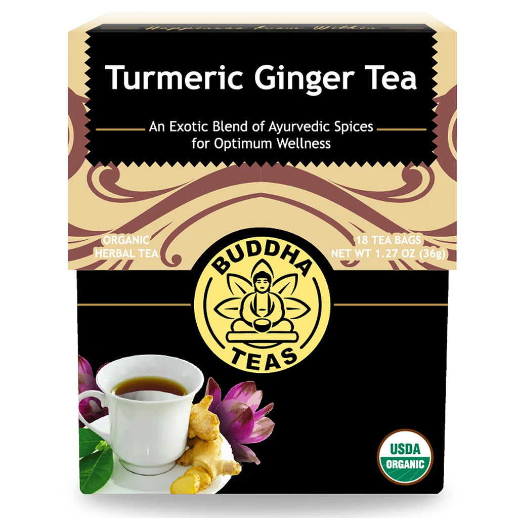 Buddha Teas Organic Turmeric Ginger Tea Bags Antioxidant Herbal Detox Drink 3 Boxes