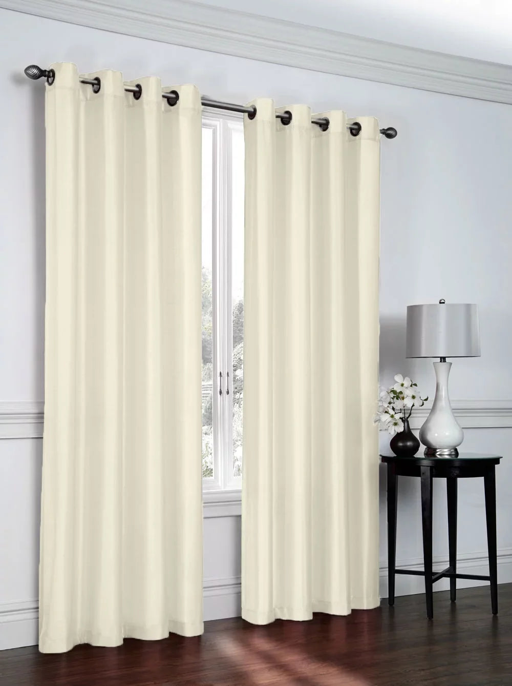 2 Pack: Regal Home Collections Ultra Luxurious Semi Sheer Shimmer Grommet Top Curtain Panels - Ivory