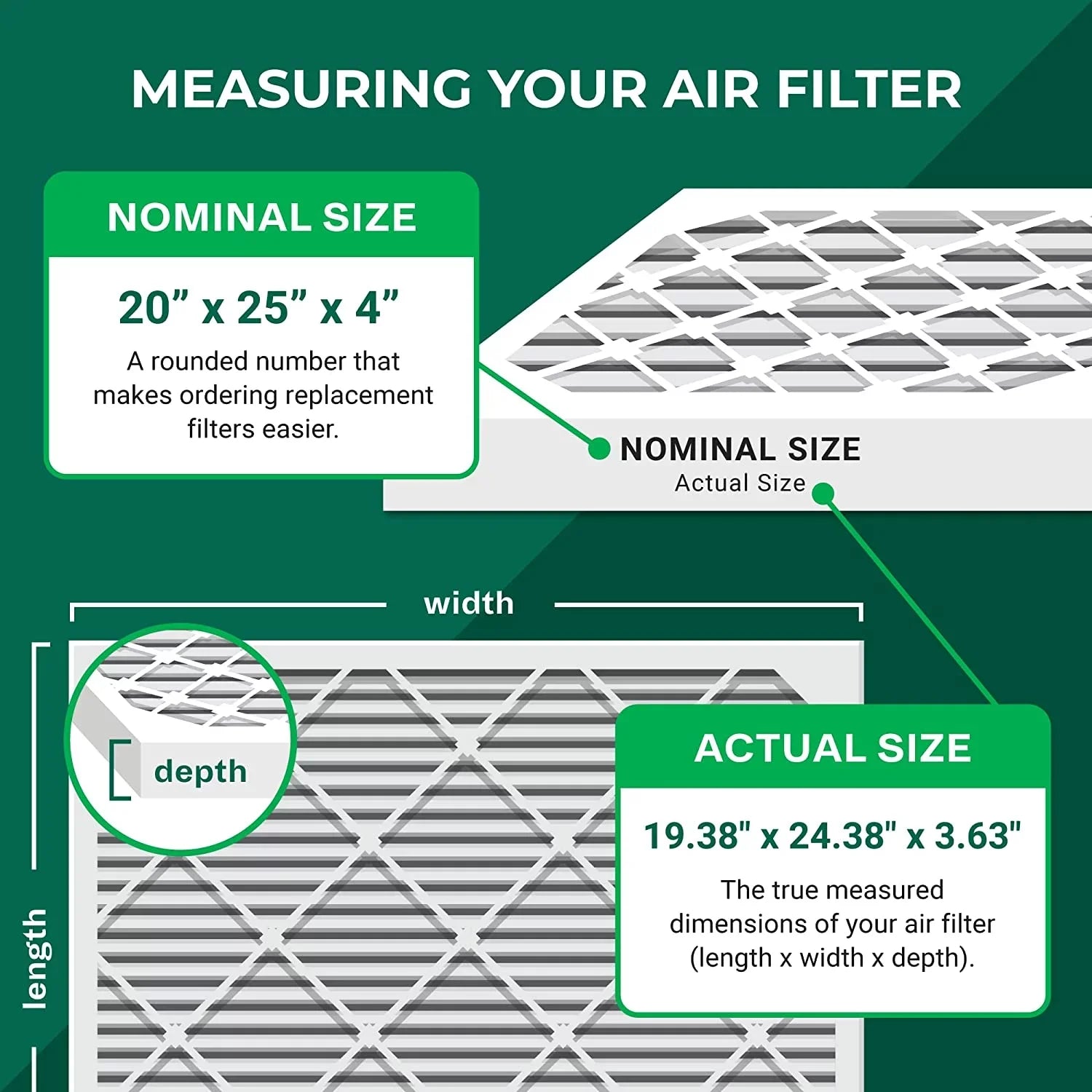 Filterbuy 20x25x4  8 Pleated   Furnace Air Filters (6-Pack)
