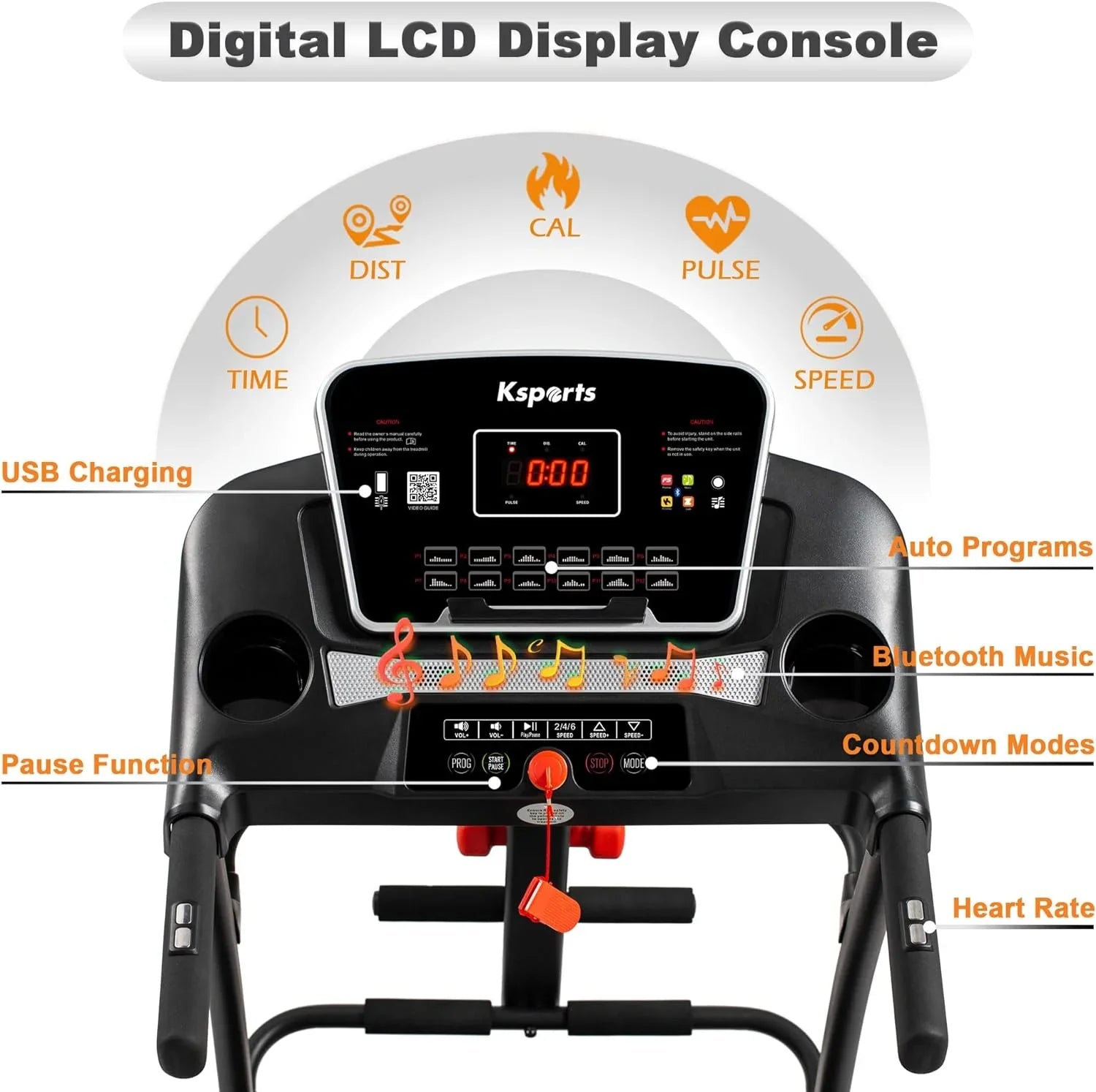 Foldable 16.5 Inch Fitness Portable Treadmill With Bluetooth Connectivity,  Display, And Tracking Apps For Home Gym Equipment, Black