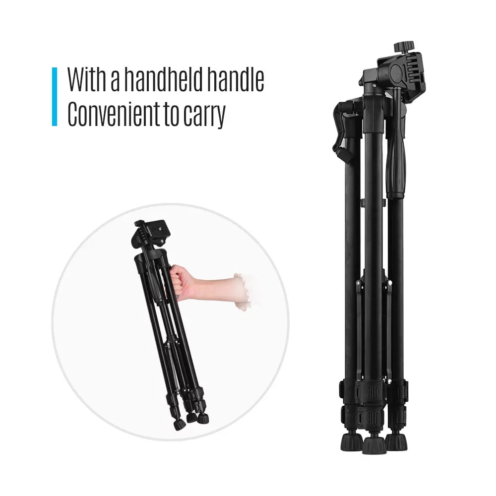 Andoer Lightweight Photography Tripod Stand Aluminum Alloy 3kg Load Capacity Max. Height 135cm/53in with Carry Bag Phone Holder for  Camera Smartphone