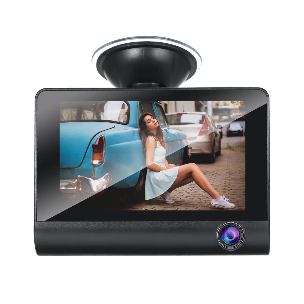 Tomshoo 1080P Full Dash Cam with 4 Inch  Screen, Front and Rear Dual Camera, Wide Angle Vision, Loop Recording Drive Safely with this Dash Cam!
