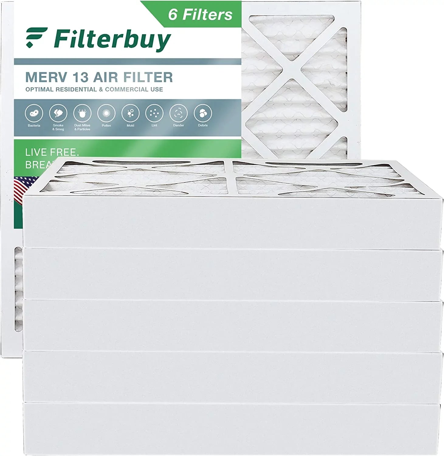 Filterbuy 12x12x4  13 Pleated   Furnace Air Filters (6-Pack)