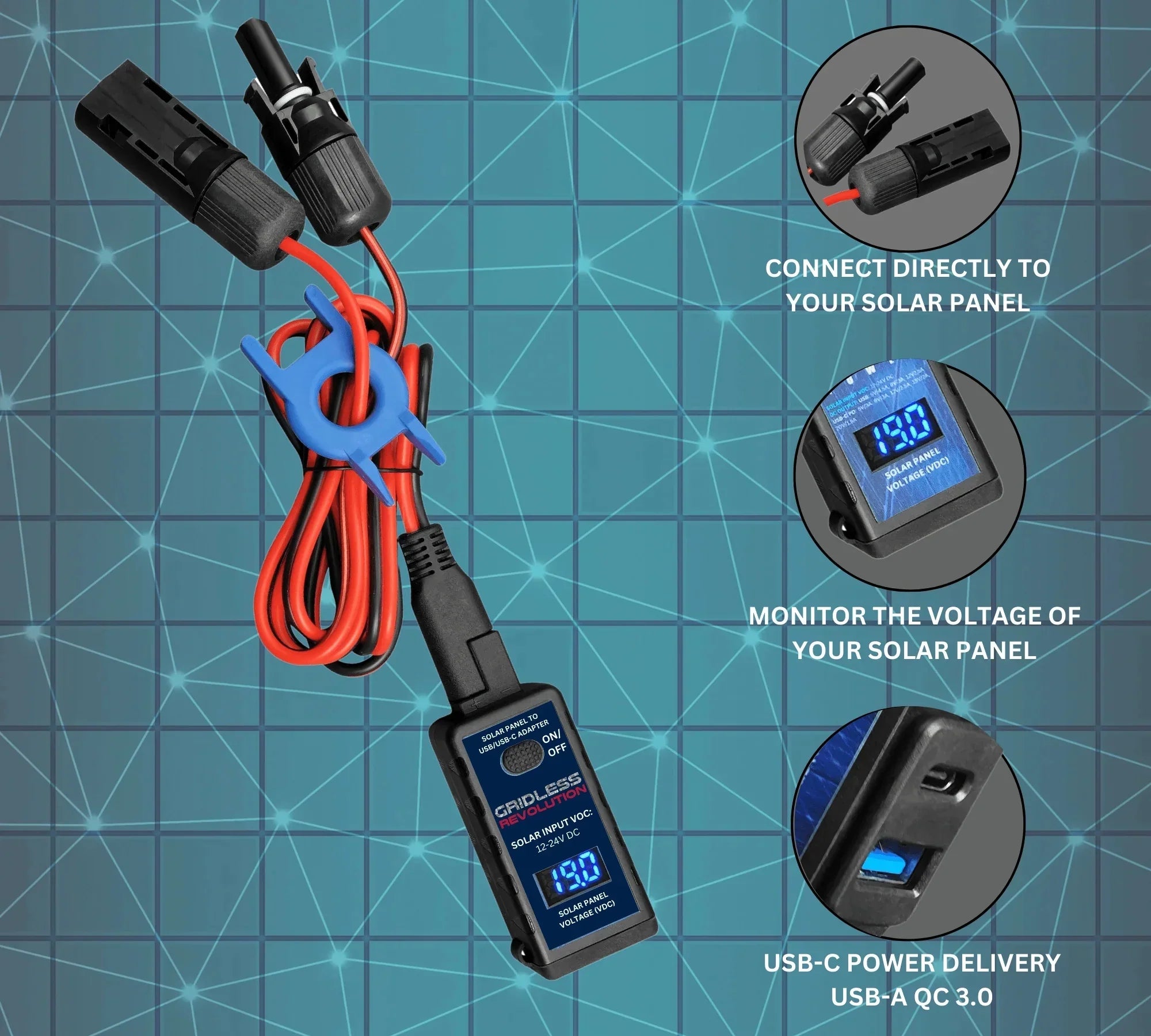 Solar Panel  / -C Adapter Charge Controller Backpacking Camping Hiking OffGrid