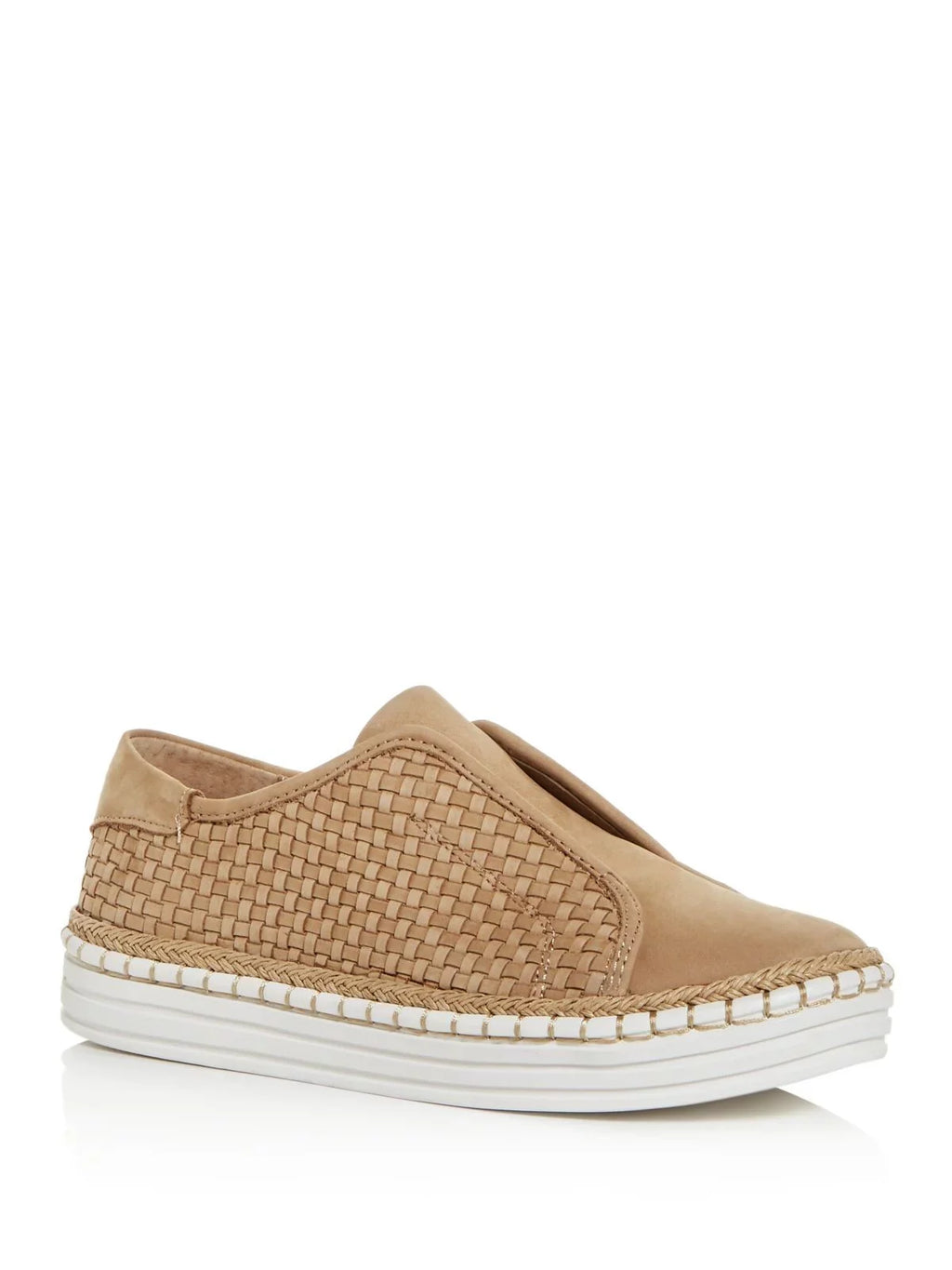 J  Womens Gold Padded Logo Hardware Woven Goring Kayla Round Toe Platform Slip On Leather Sneakers Shoes 10 M