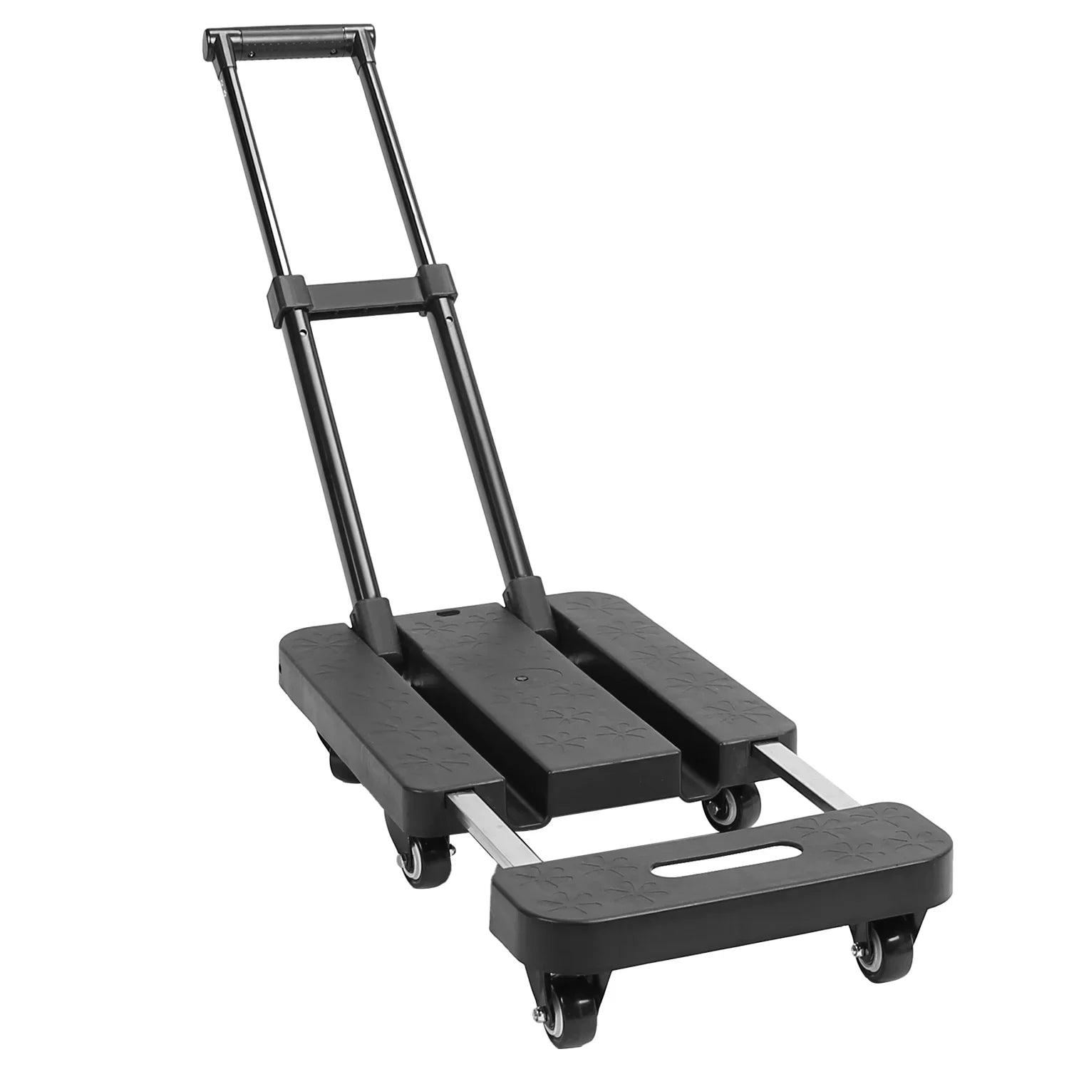 Folding Hand Truck iMounTEK 165LBS Heavy Duty Luggage Cart Utility Dolly Platform Cart for Luggage with Retractable Handle 1 Elastic Ropes Black