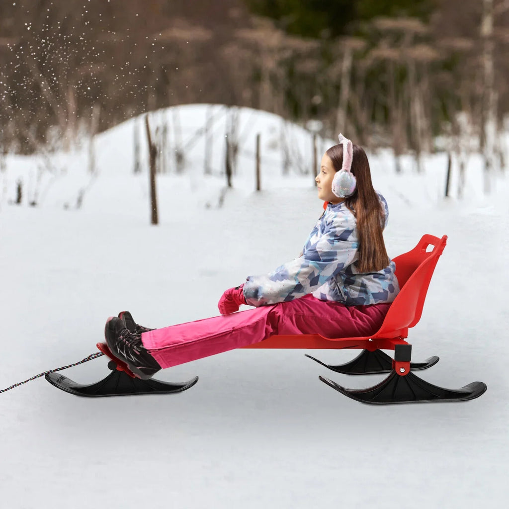 Snow Ski Sled Winter Teens Seat On Sled Ski/Snow Scooter Red