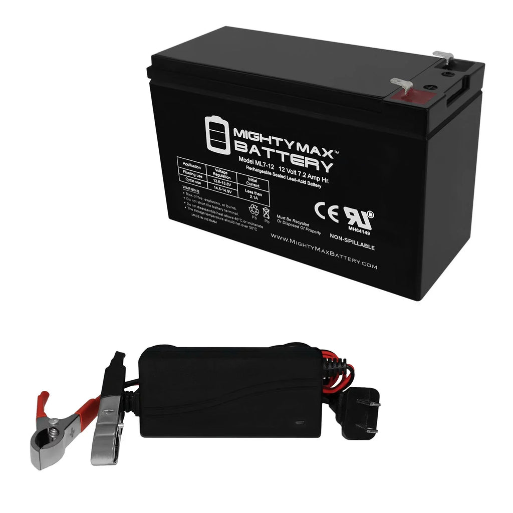 12V 7.2AH Battery for MarCum -3TC Fishing Sonar + 12V 1Amp Charger