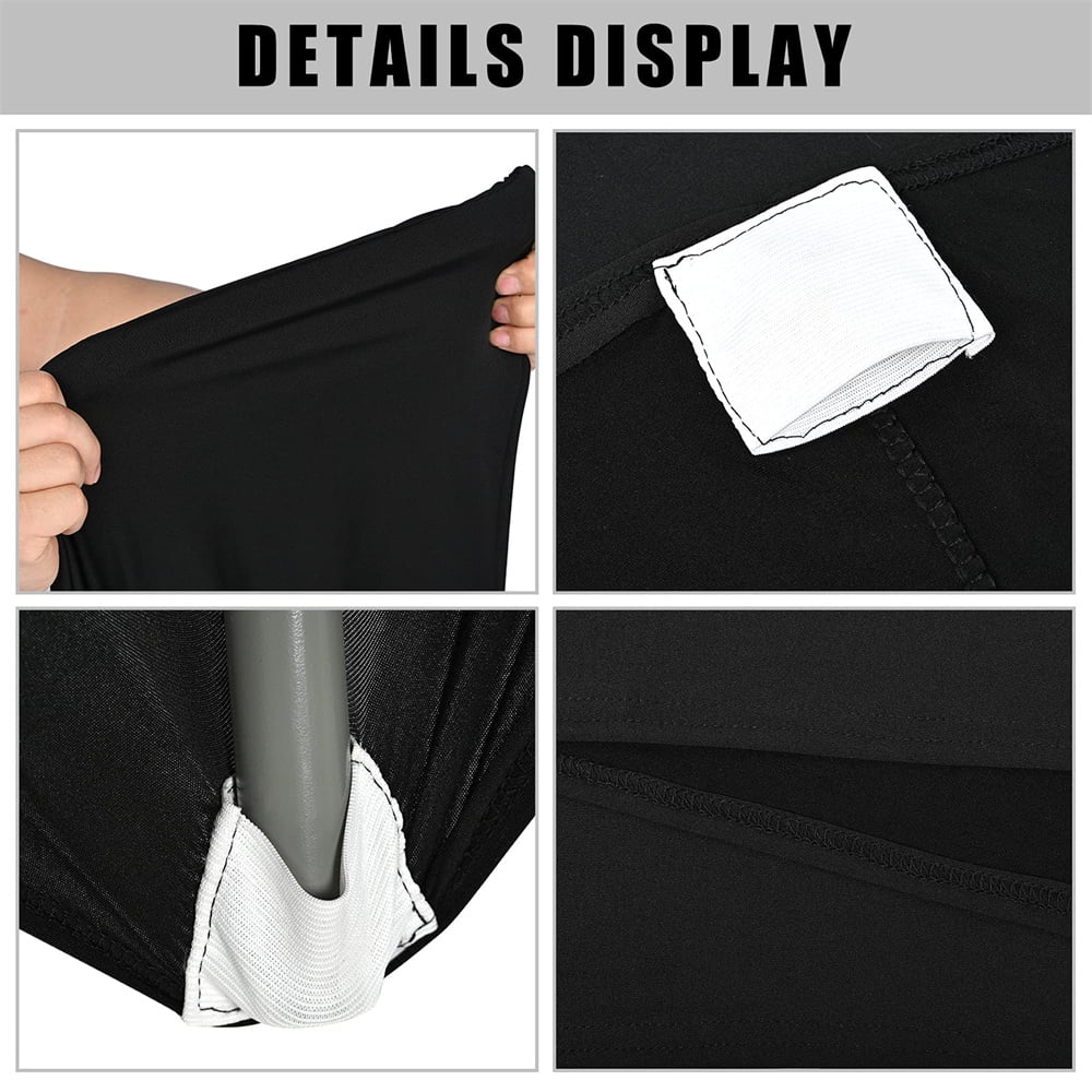 Pesonlook 3 Pcs 6 Ft Stretch Spandex Tablecloth, Rectangular Stretchable Elastic Patio Table Cover, Anti-Wrinkle Tight Fit Washable Table Cover, Cocktail Tablecloth for Wedding, Party(Black)