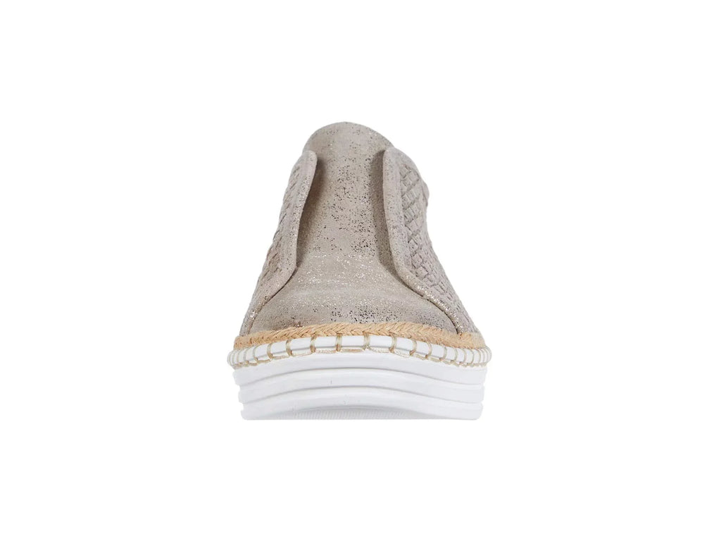 J  Womens Gold Padded Logo Hardware Woven Goring Kayla Round Toe Platform Slip On Leather Sneakers Shoes 10 M