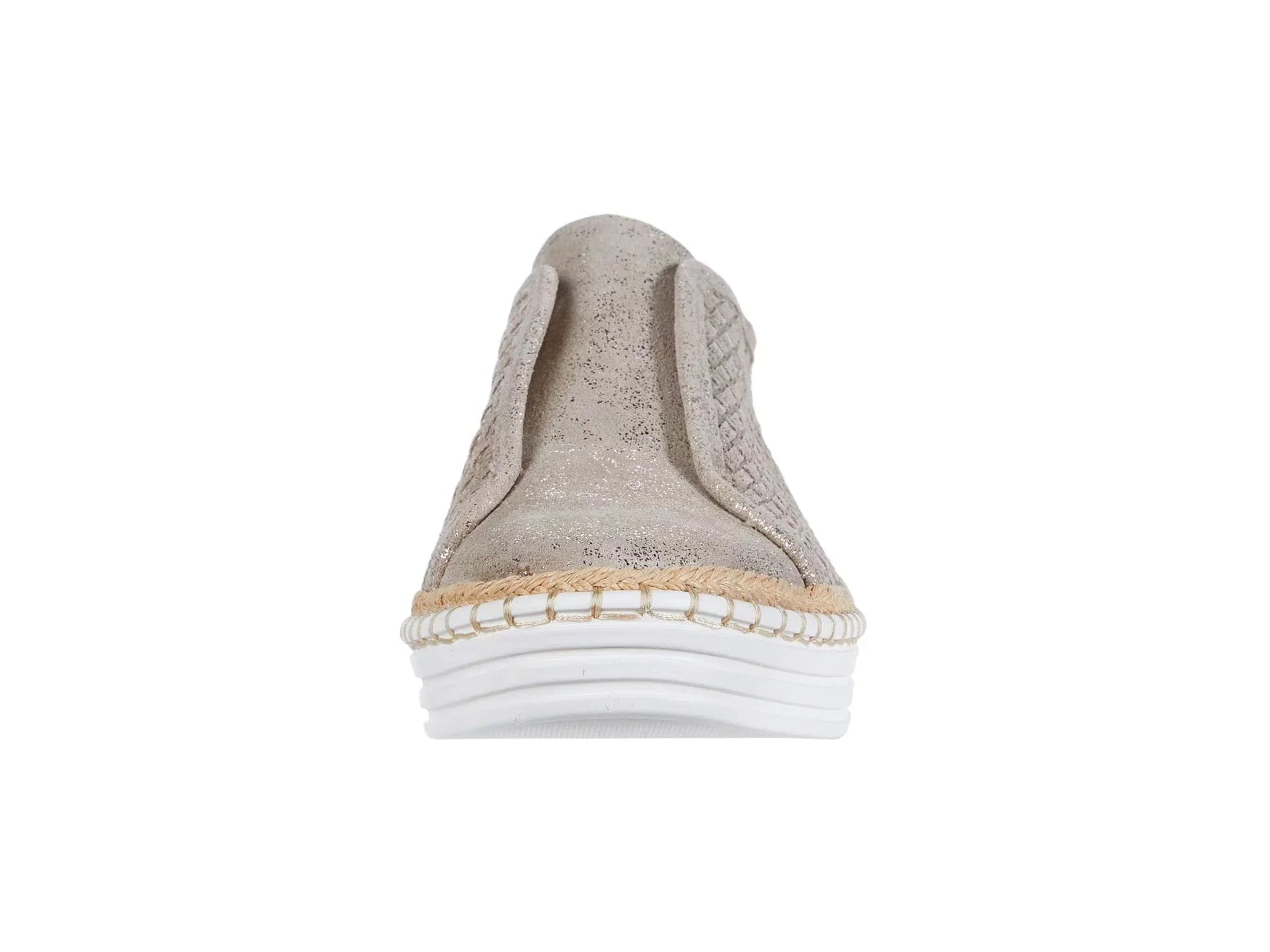 J  Womens Gold Padded Logo Hardware Woven Goring Kayla Round Toe Platform Slip On Leather Sneakers Shoes 10 M