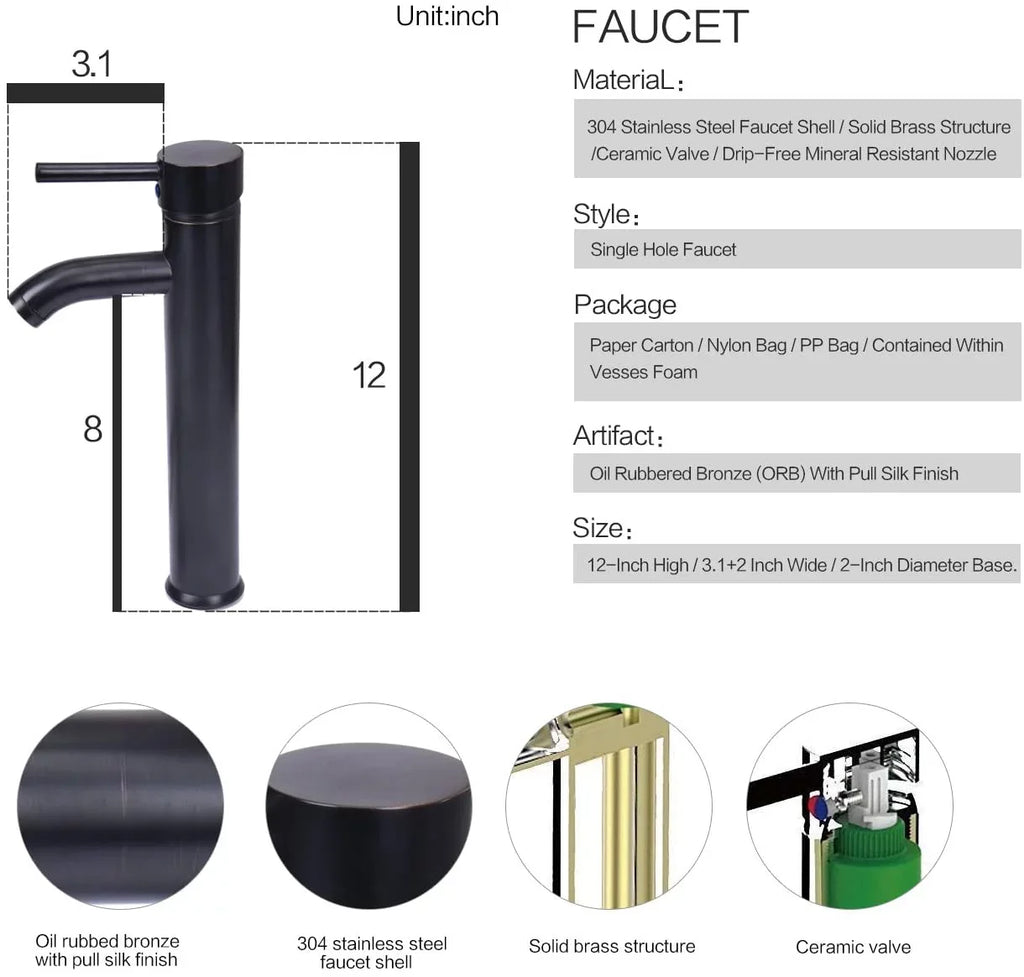 Artistic Porcelain Ceramic Vessel Sink Basin Washing Bowl Set Cabinet Countertop Sink with Chrome Faucet Pop-up Drain and Water Pipe Lavatory