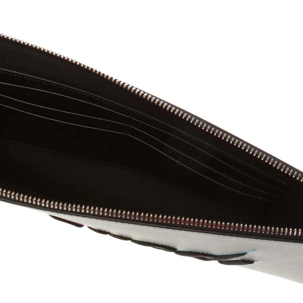 New Gucci Blade Embroidered Black Leather Pouch Wristlet Bag 597678