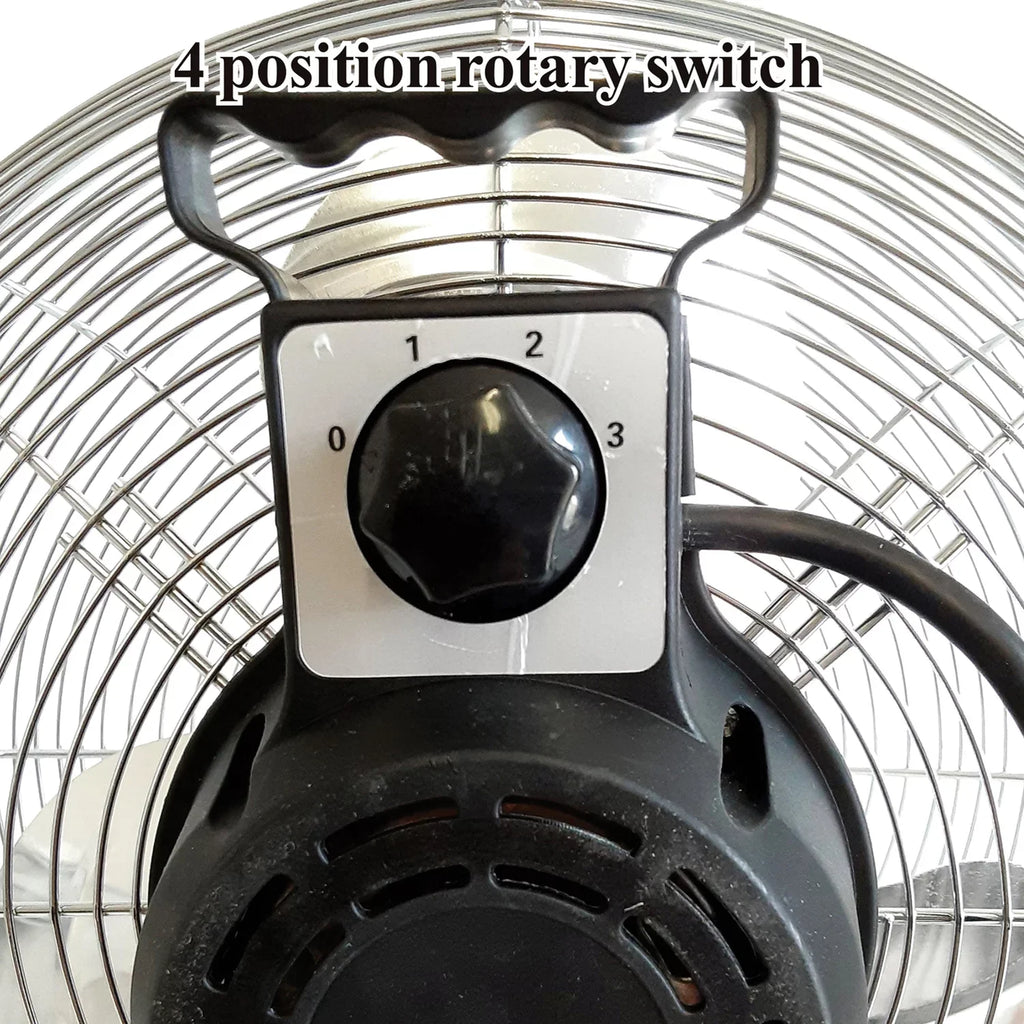 Optimus F-4122 Heavy Duty Aluminum 12 Inch 3 Speed Industrial Fan, Chrome