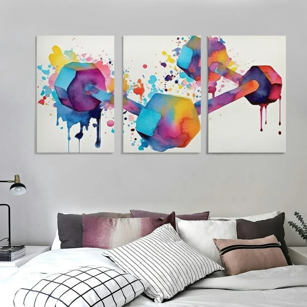 medical poster Two Dumbbells Gym Art Sport Workout Poster Watercolor Art Digital Printable Download canvas abstract wall art for living room 12''x16''X3 Panels Modern Canvas Wall Art 12x16x3pcs