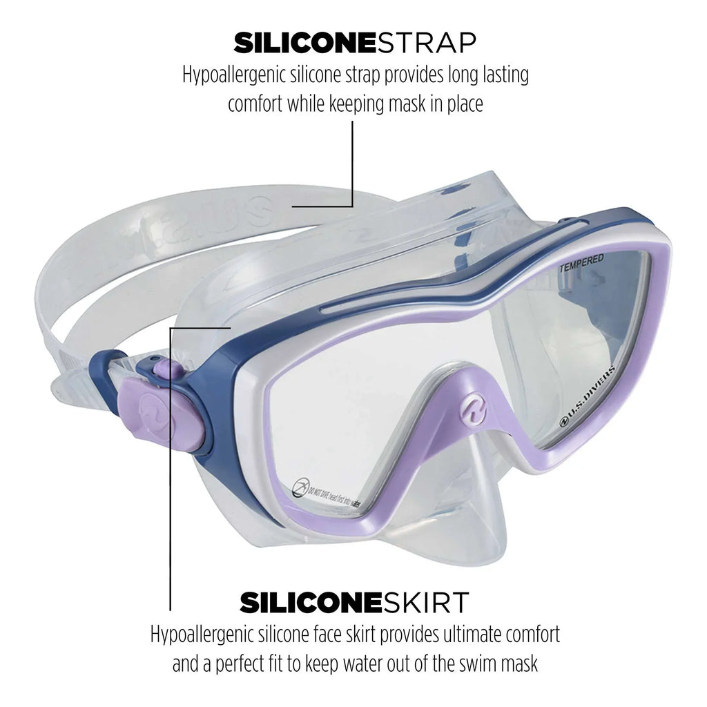 U.S. Divers Kalani Women's Snorkeling Set  (Purple-White) s/m