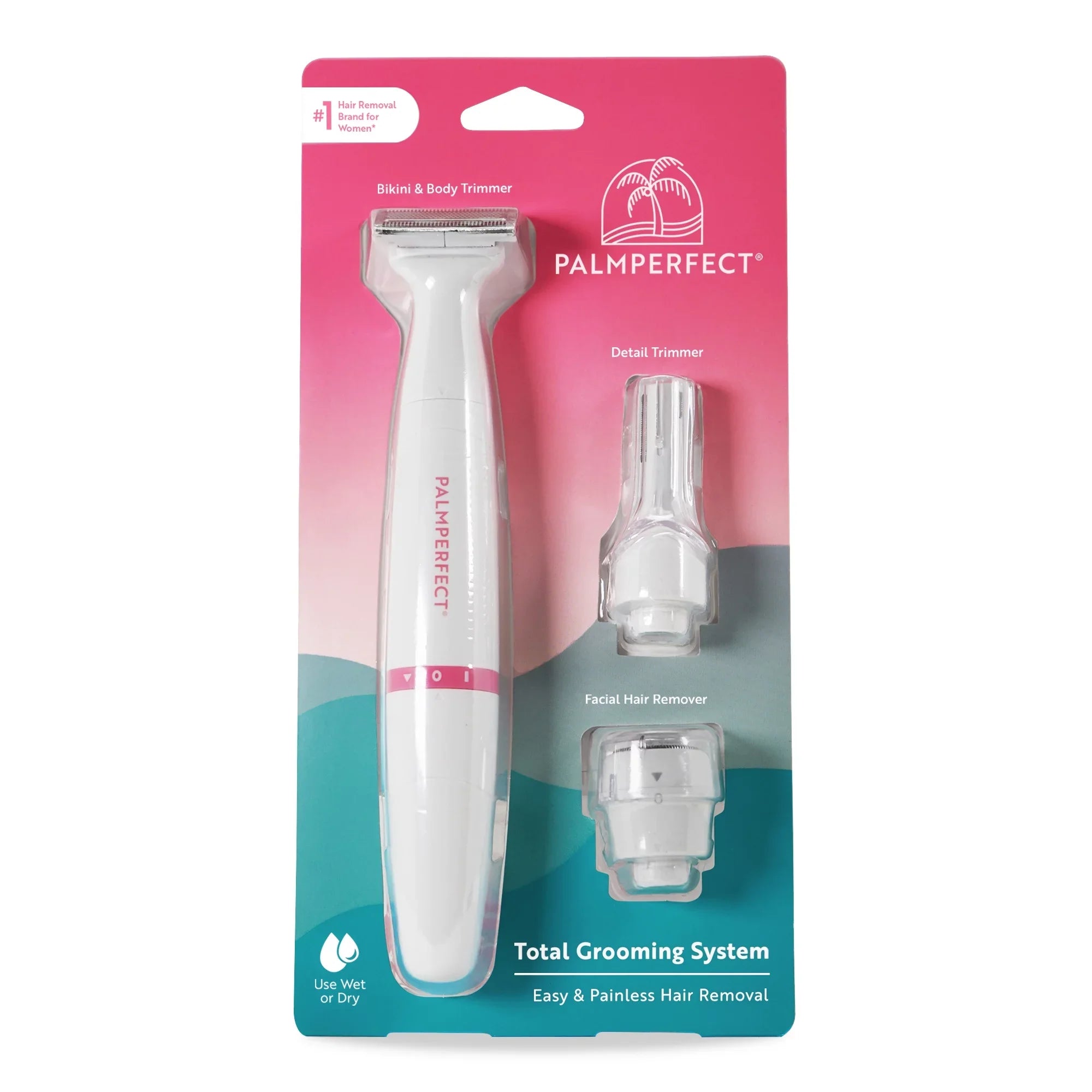 Total Grooming System, 3 Interchangeable Heads, Water Resistant, Female Electric Shaver