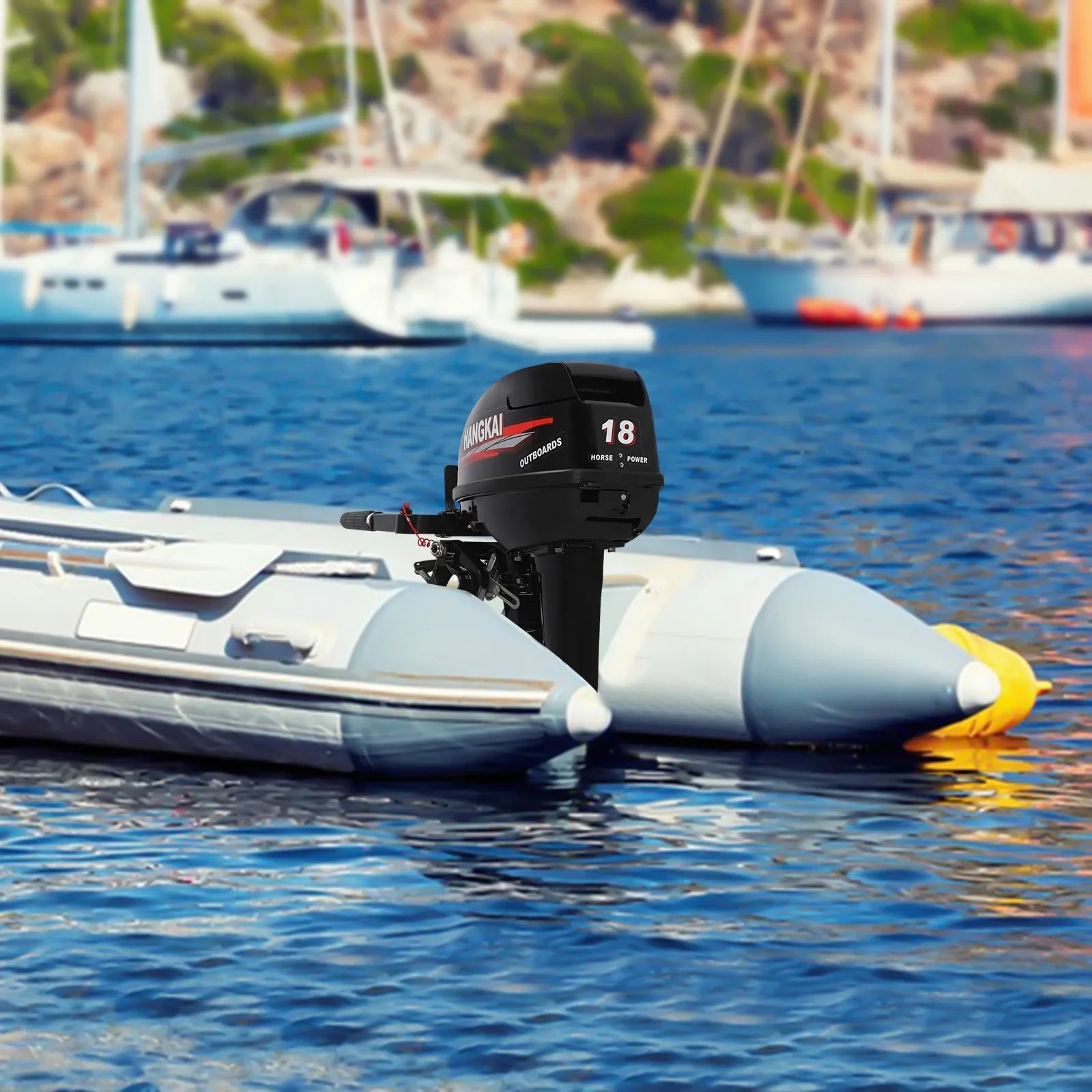 Wuzstar Outboard Motor, 2 Stroke 18  246cc Long Shaft Boat Engine Aluminum Alloy Fishing Boat Motor w/ Water Cooling System