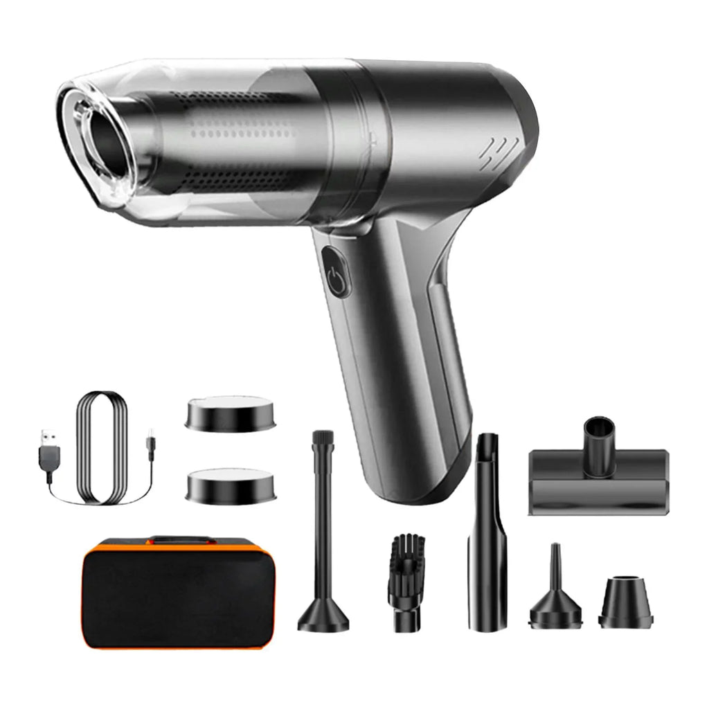 Cordless Handheld Vacuum Compact with Storage Bag with Floor Brush Portable gray with bag