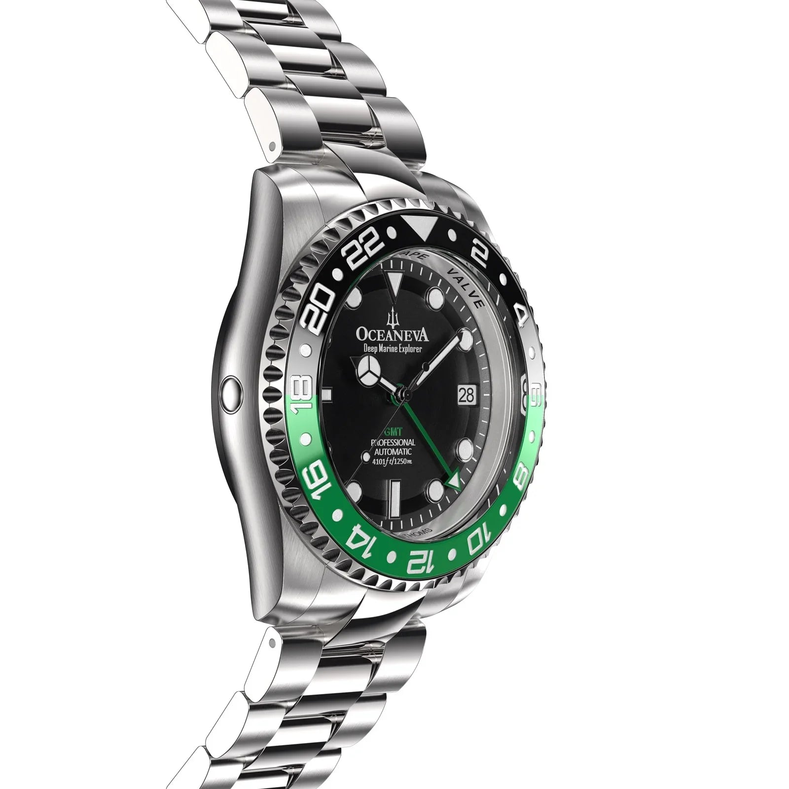 Oceaneva™  Deep Marine Explorer Pro Diver Black Green Bezel Watch - Screw Down with Triple Seal Case Back - 1250M Water Resistance - Japan Automatic Movement Dive Swimming Wrist Watches For Men