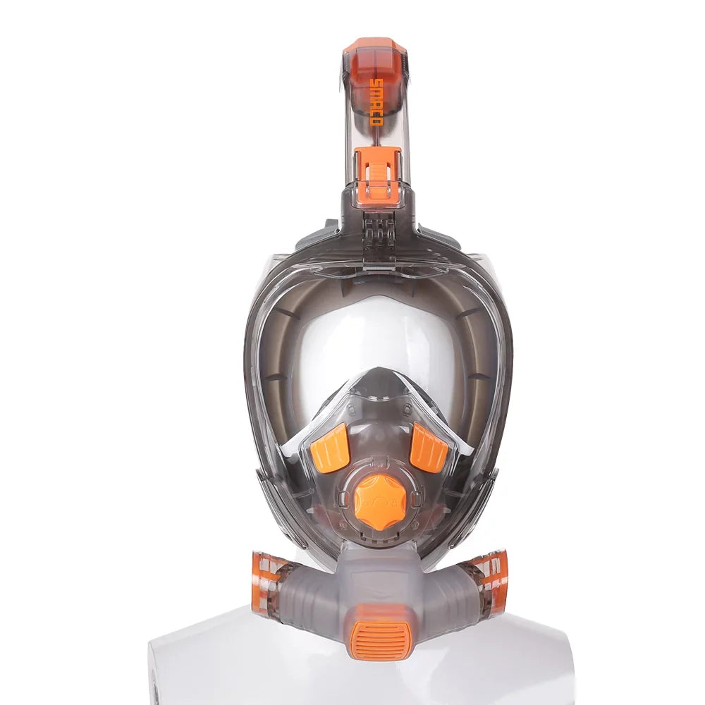 Snorkel Full Face Cover with Foldable Dry Snorkel Tube Anti-fog Anti-Leak Snorkeling Face Cover with Mount Storage Bag