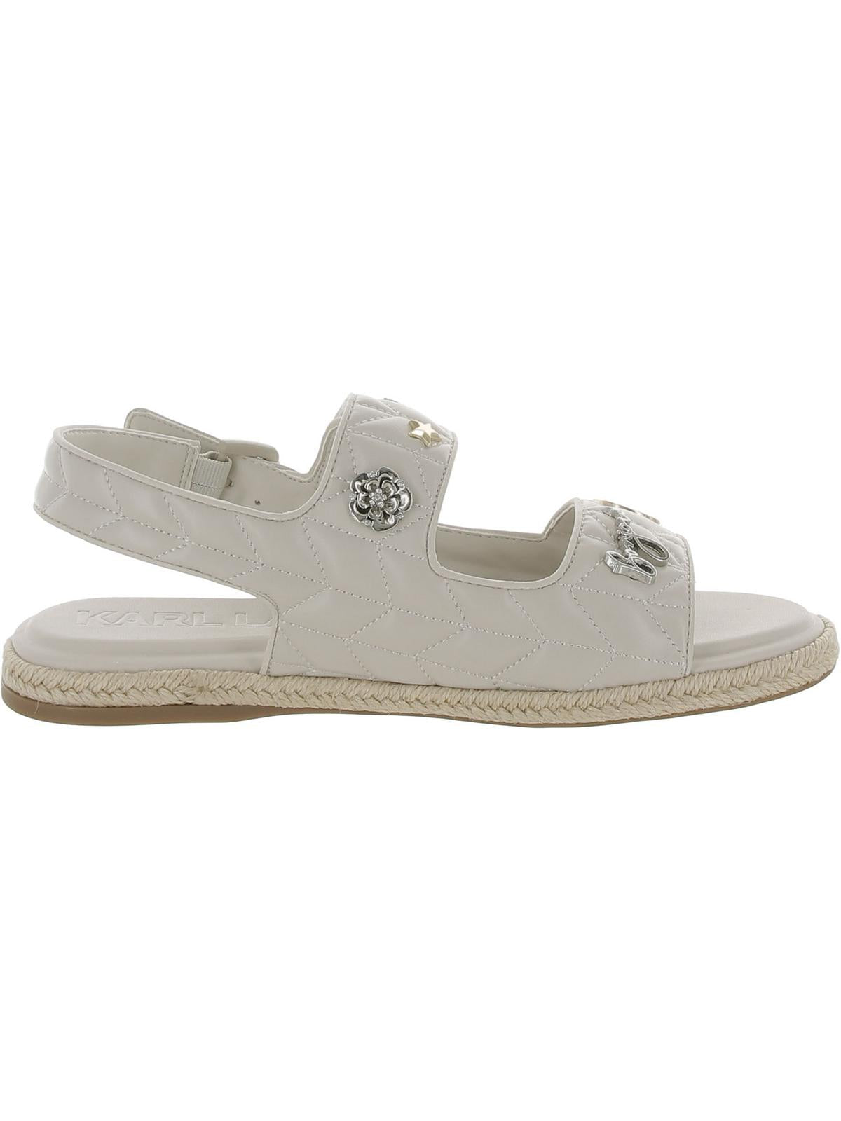 Karl Lagerfeld Paris Womens Charlay Faux Leather Embellished Slingback Sandals