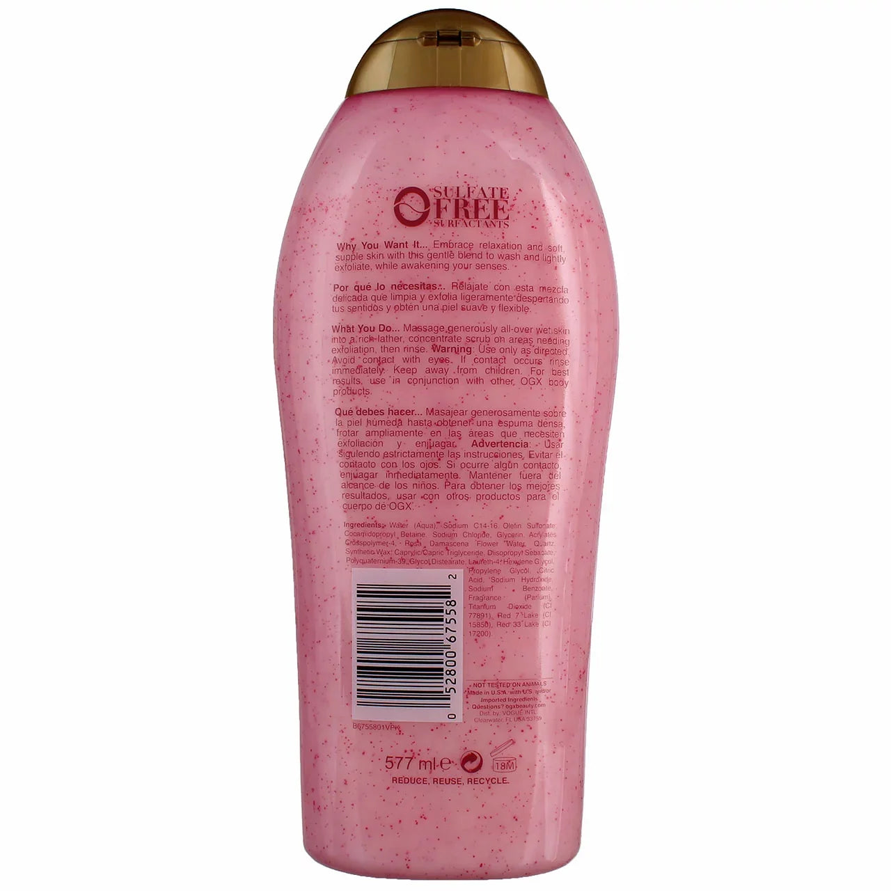 Ogx Pink Sea Salt and Rosewater Gentle Soothing Body Scrub, 19.5 Oz, 3 Pack