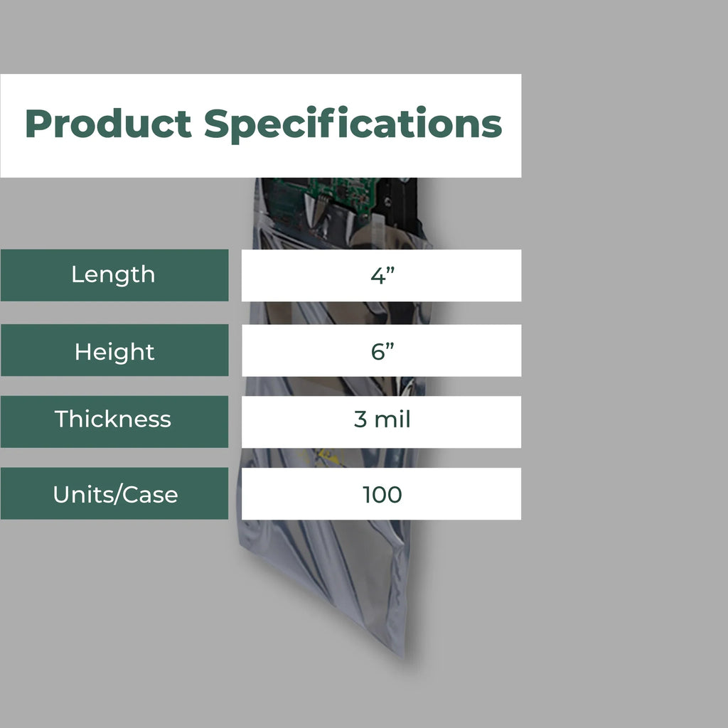 3 Mil Metallic Conductive Transparent Bags 4" x 6" High-Quality 100/ Dependable  Protection