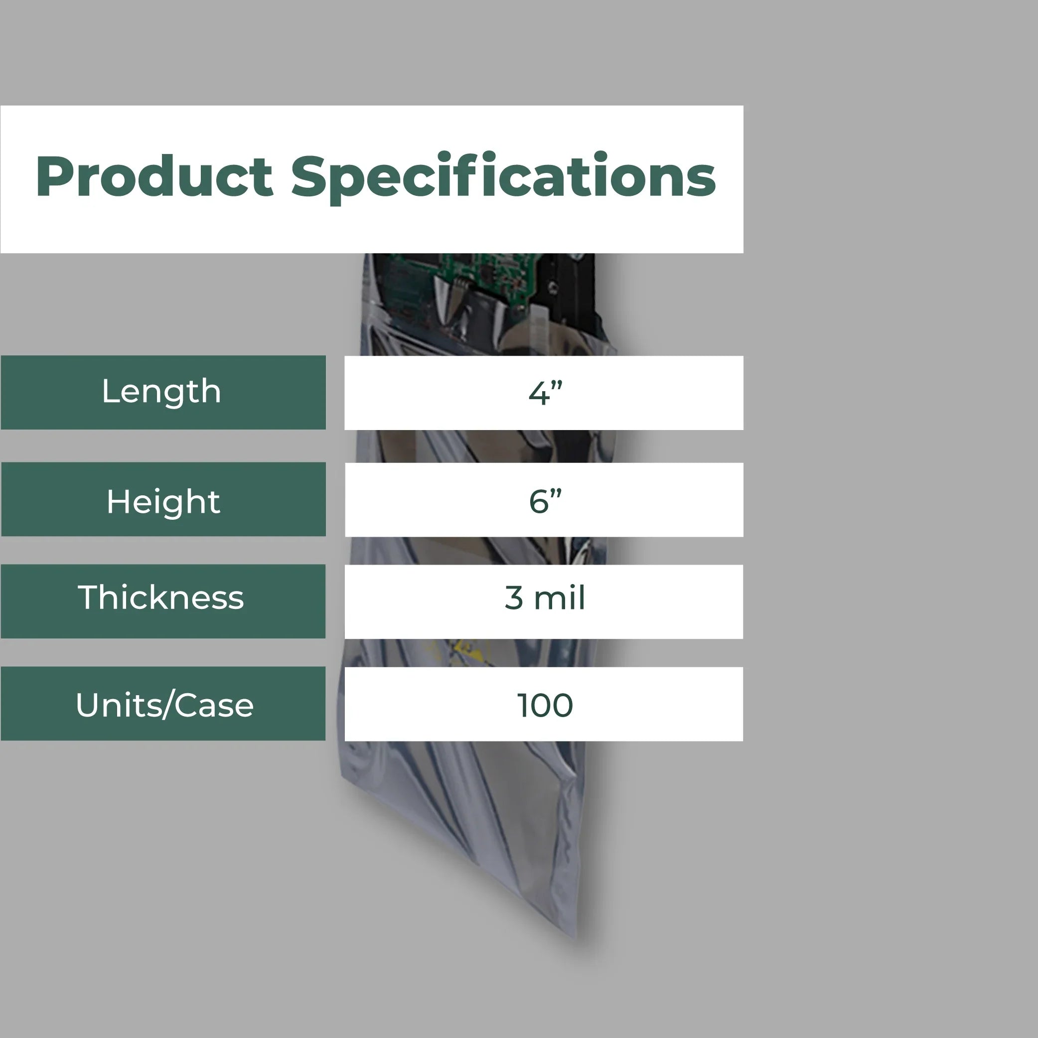 3 Mil Metallic Conductive Transparent Bags 4" x 6" High-Quality 100/ Dependable  Protection