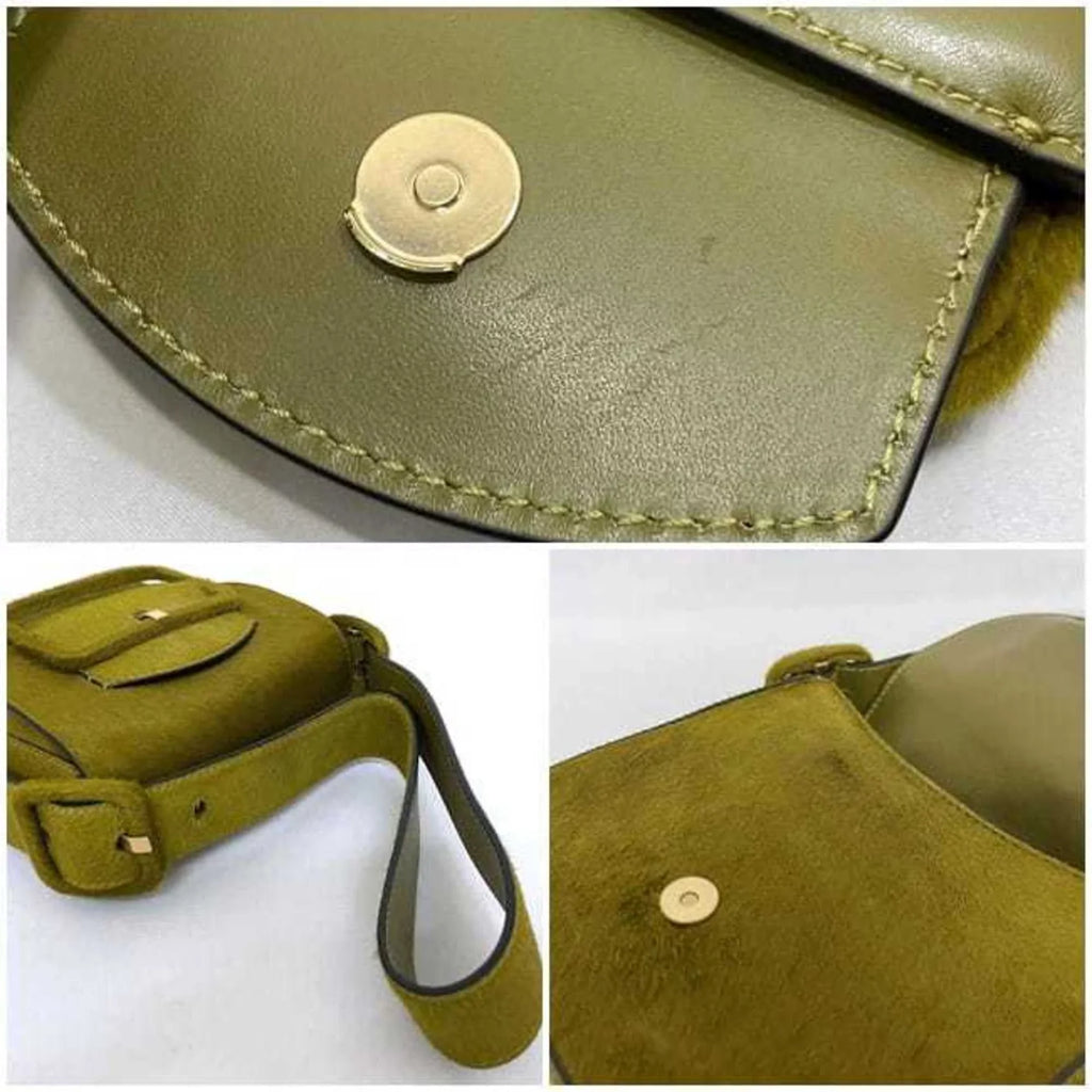 Pre-Owned Tory Burch Bag Green Half Moon Harako Leather   Flap Belt Women's (Good)