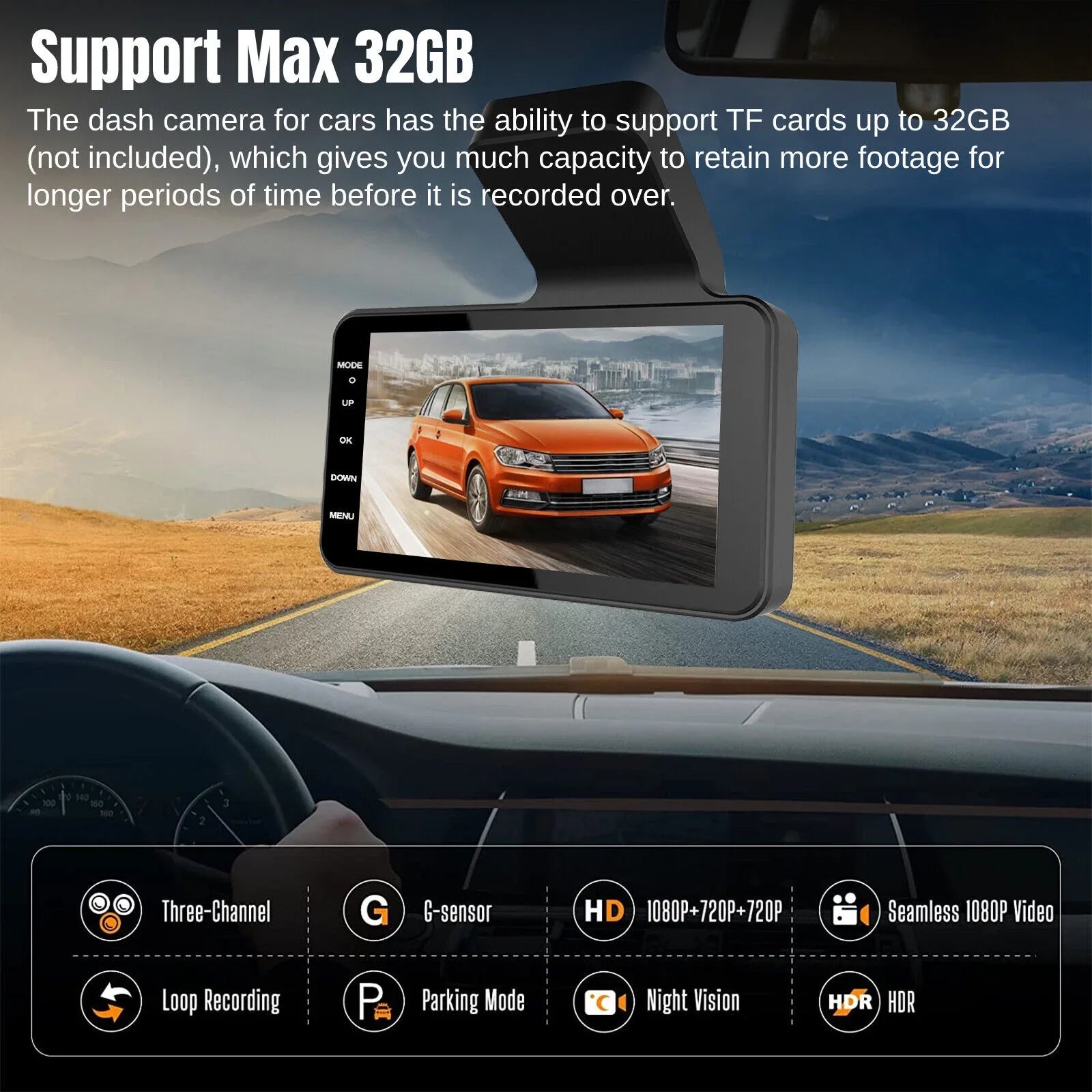 Dual Lens Car  Dash Cam Video Recorder G-Sensor 1080P Front And Rear Camera