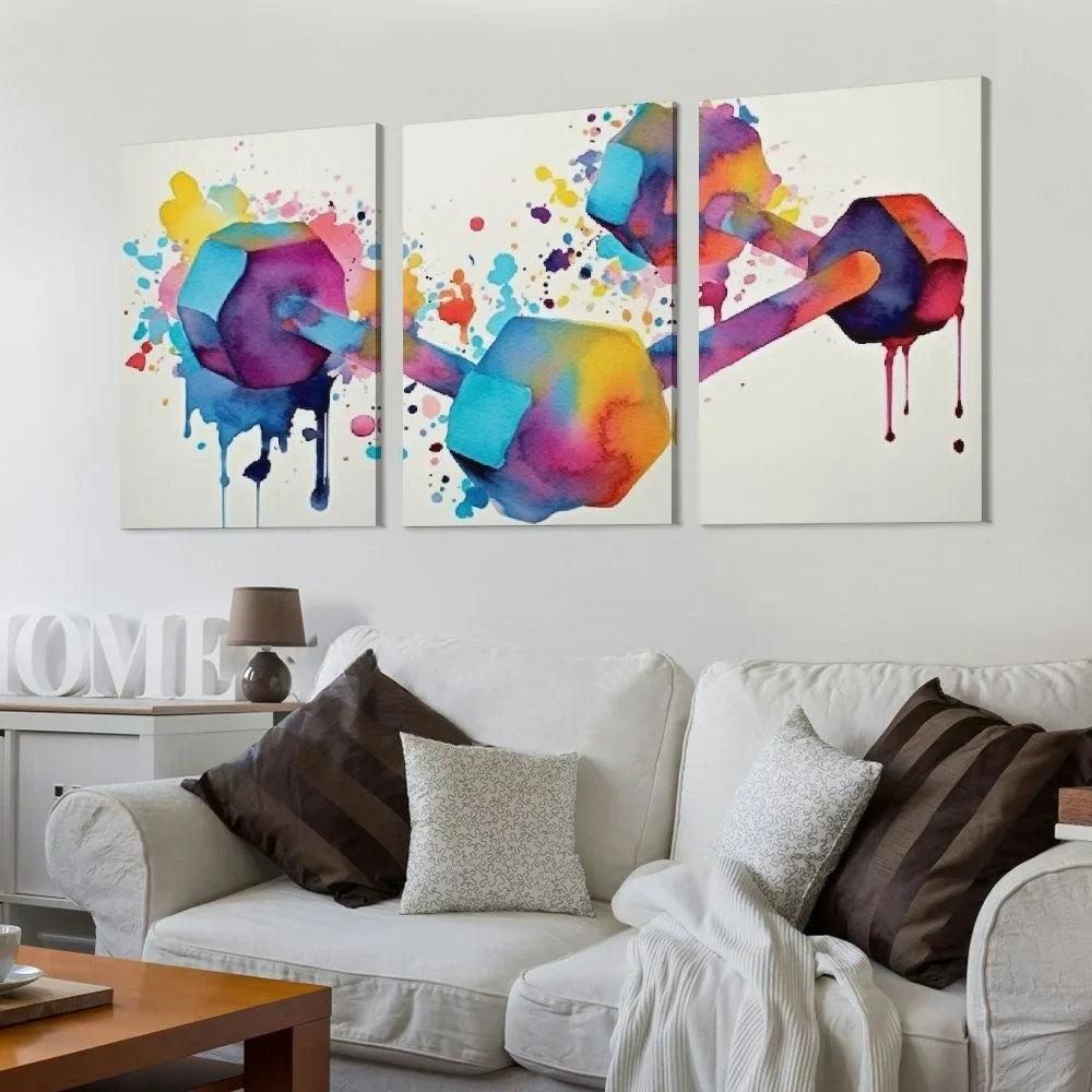 medical poster Two Dumbbells Gym Art Sport Workout Poster Watercolor Art Digital Printable Download canvas abstract wall art for living room 12''x16''X3 Panels Modern Canvas Wall Art 12x16x3pcs