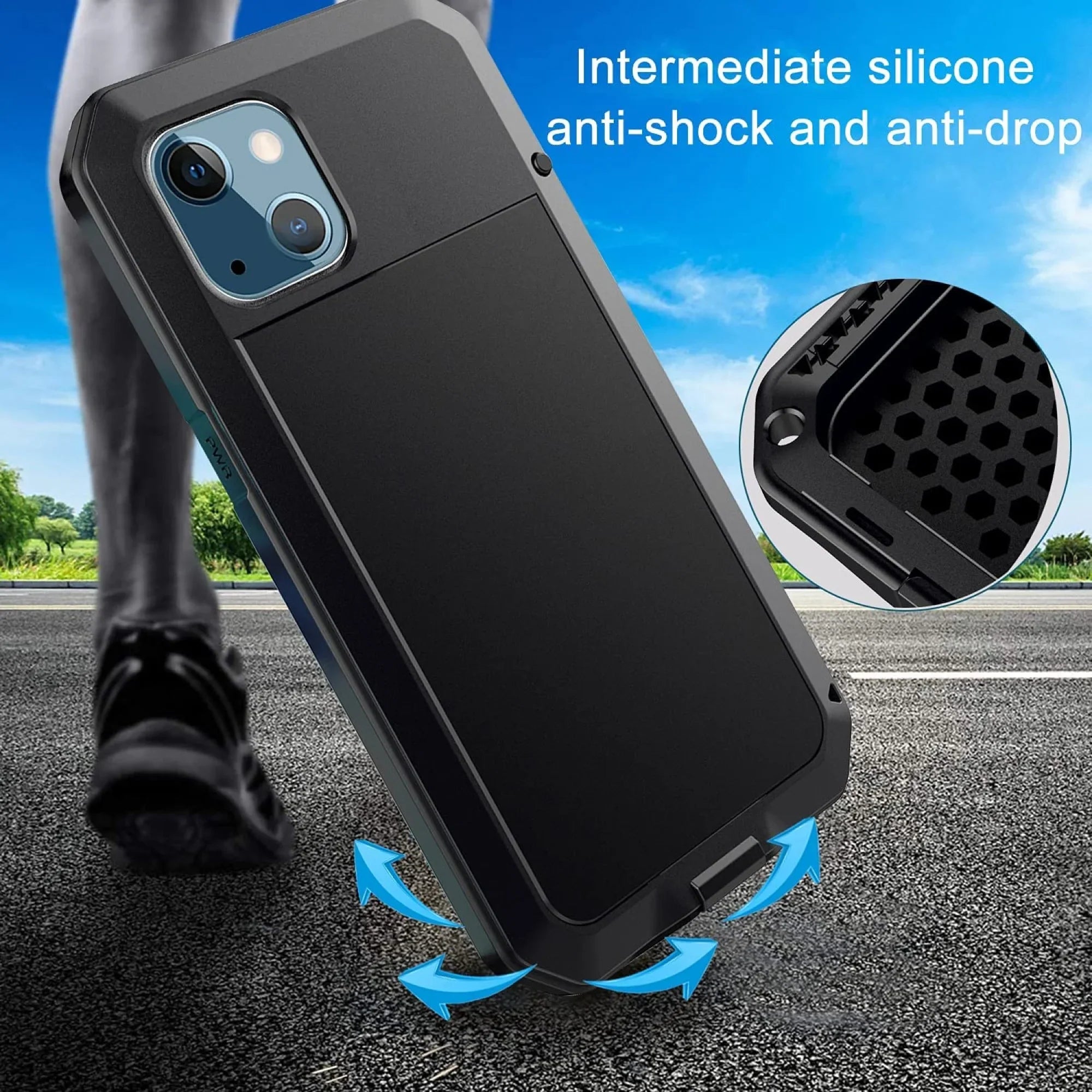 Gorilla Glass Aluminum Metal iPhone 13 Pro Case (Silver) Heavy Duty Military Grade Shockproof and Scratch Resistant Protection, Rugged Outdoor Travel