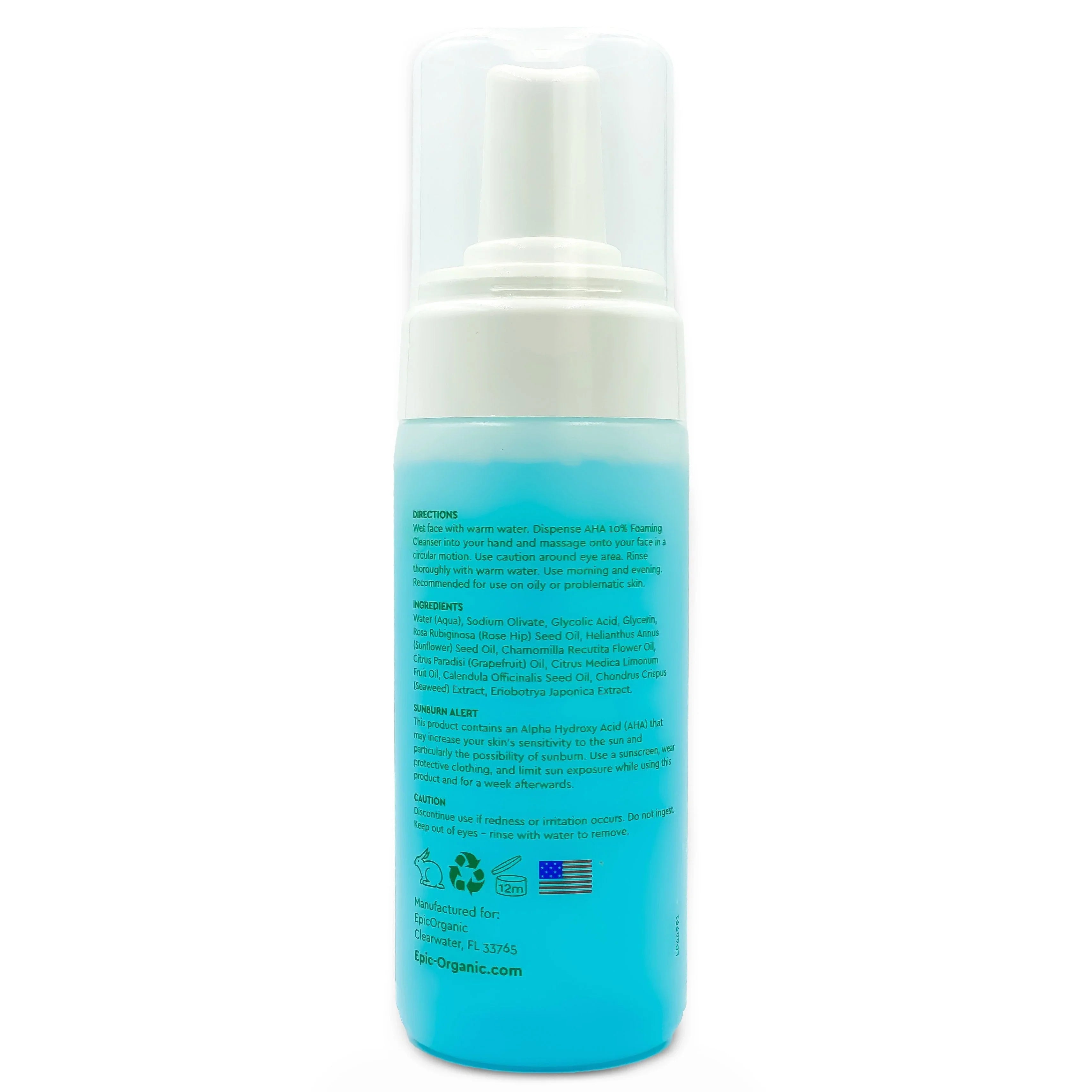 Epic Organic Aha Foaming Facial Cleanser (4.1 oz) with 10% Glycolic Acid