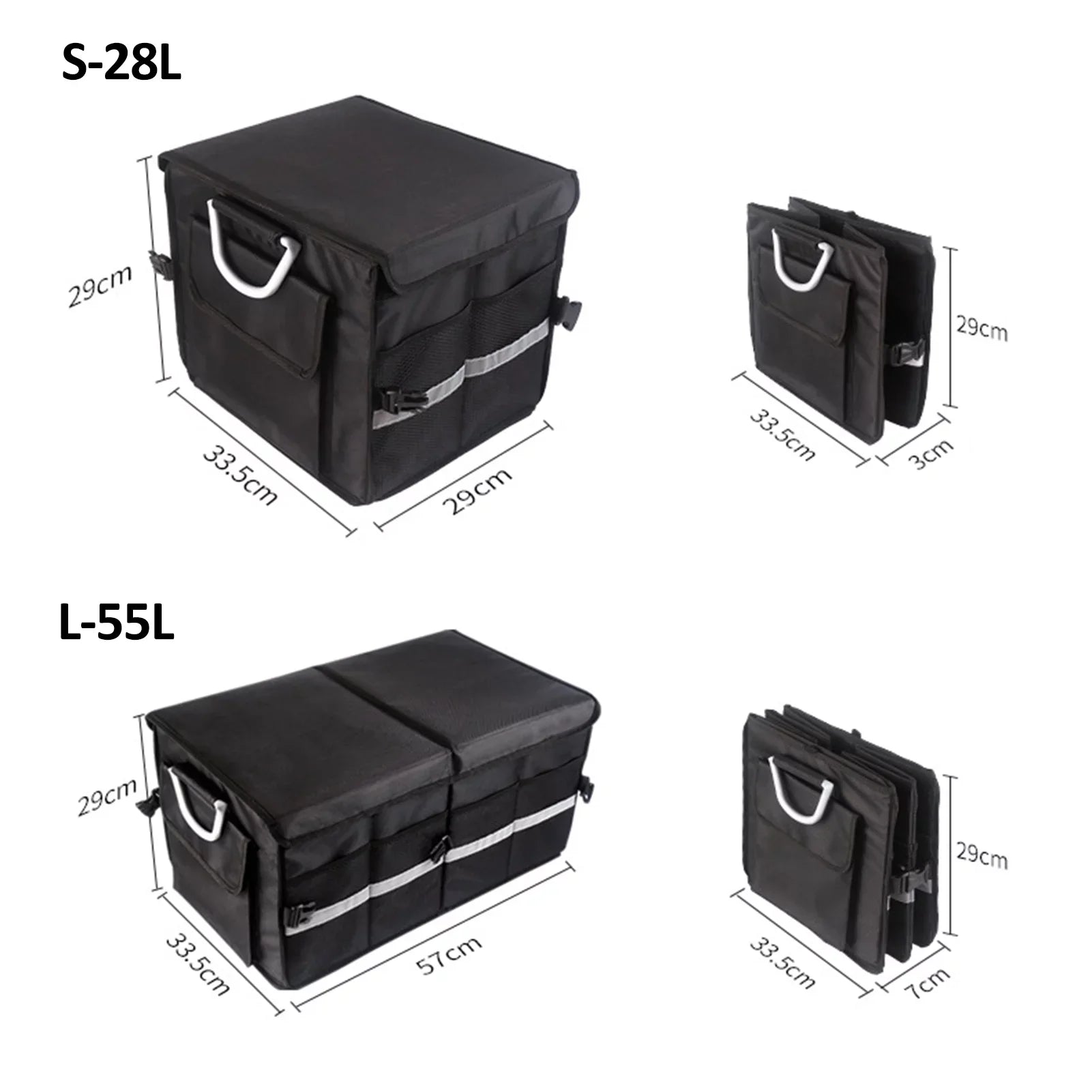 Apexeon Car Trunk Organizer, Automotive Cargo Organizer, Oxford Cloth Folding Storage Box, Reflective Strip, 28L Capacity