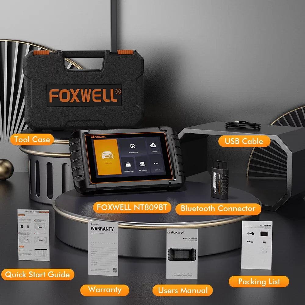 Foxwell NT809BT Advanced Bluetooth Car Scanner Bi-directional Control Active Test Automotive Scanner 30 Maintenance Services OBD2 Scanner Auto Analyzer Code Reader Automotive Diagnostic Scan Tool